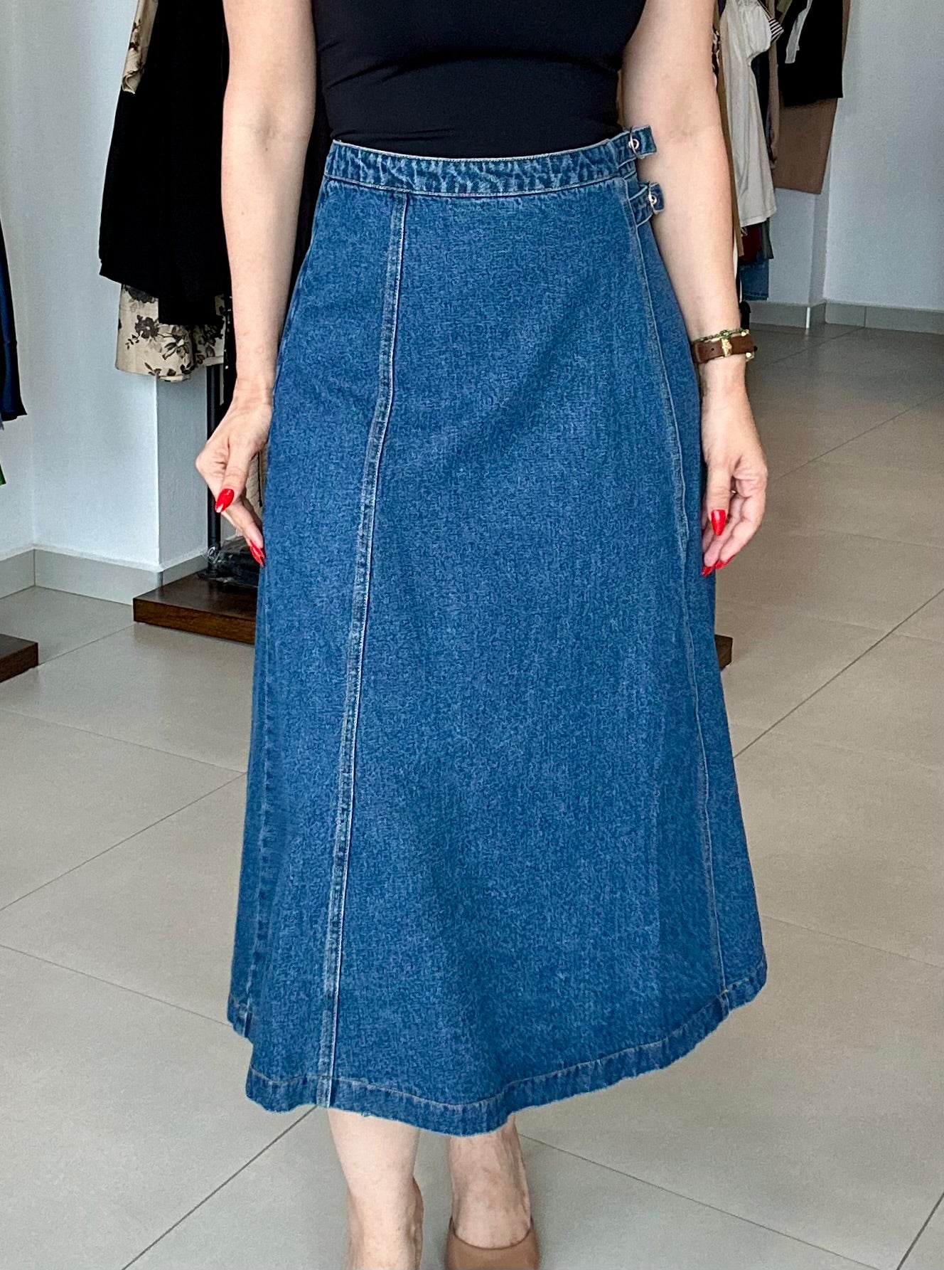 Crossover Denim Skirt
