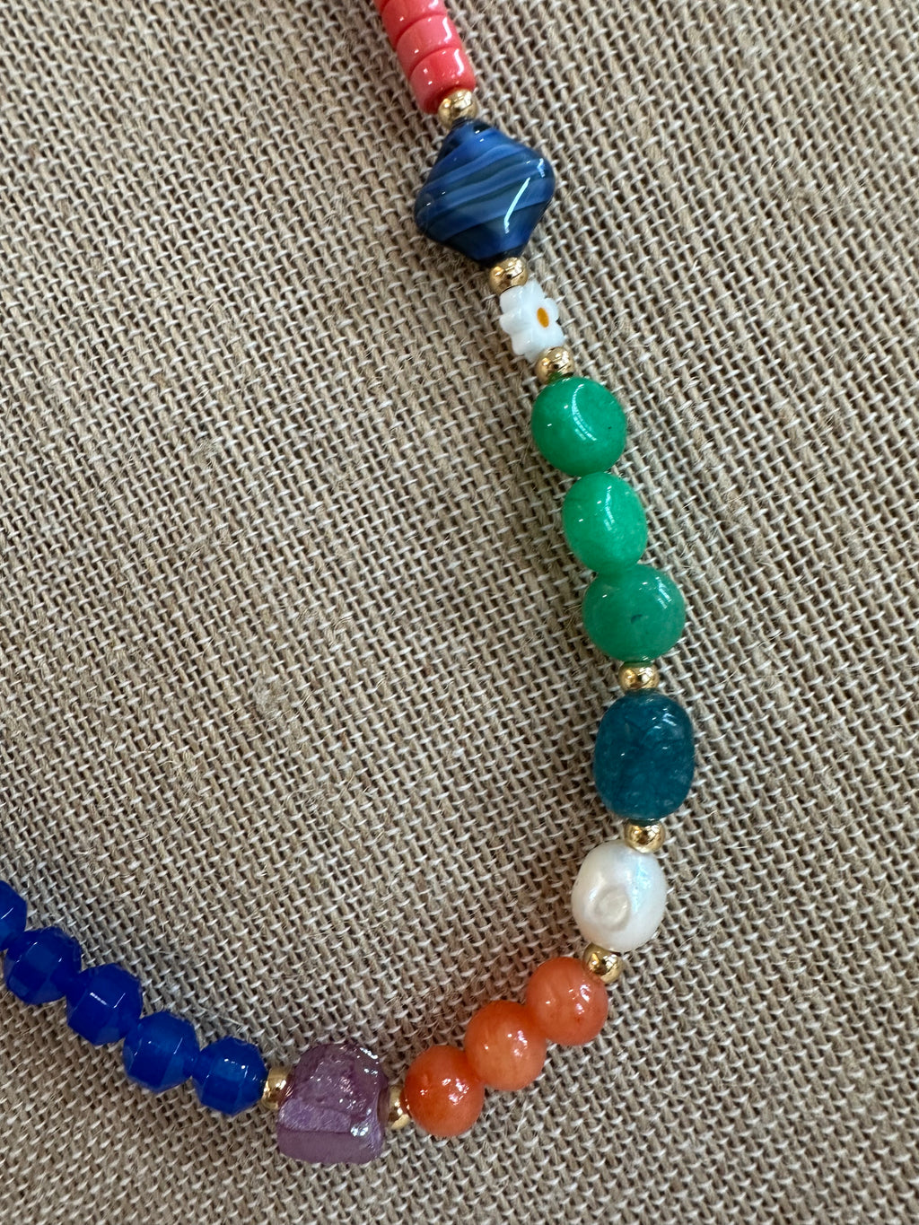 16" Hand Made Happy Stones  Necklace