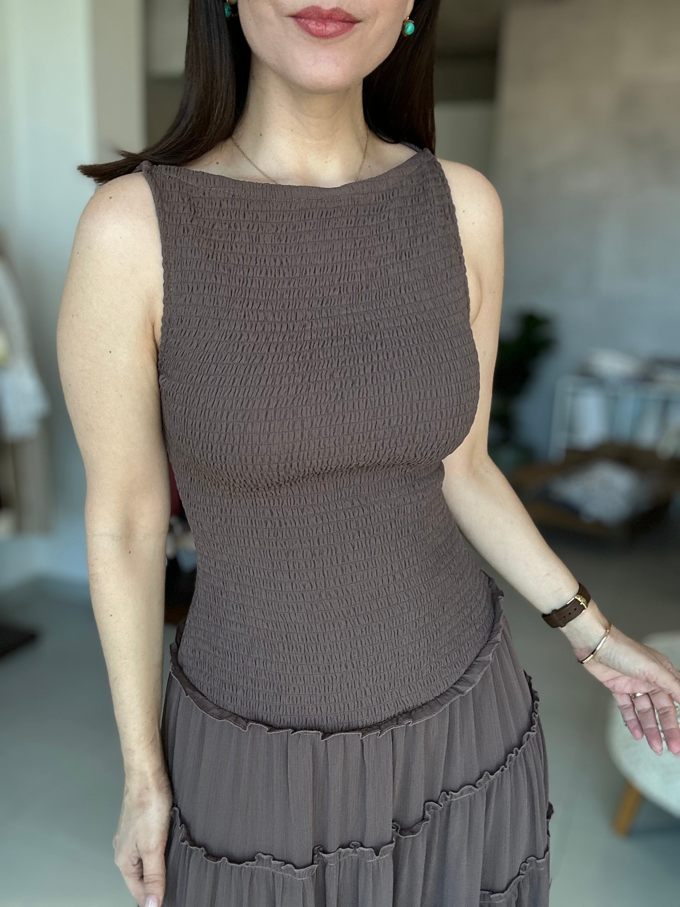 Smocked Chiffon Dress