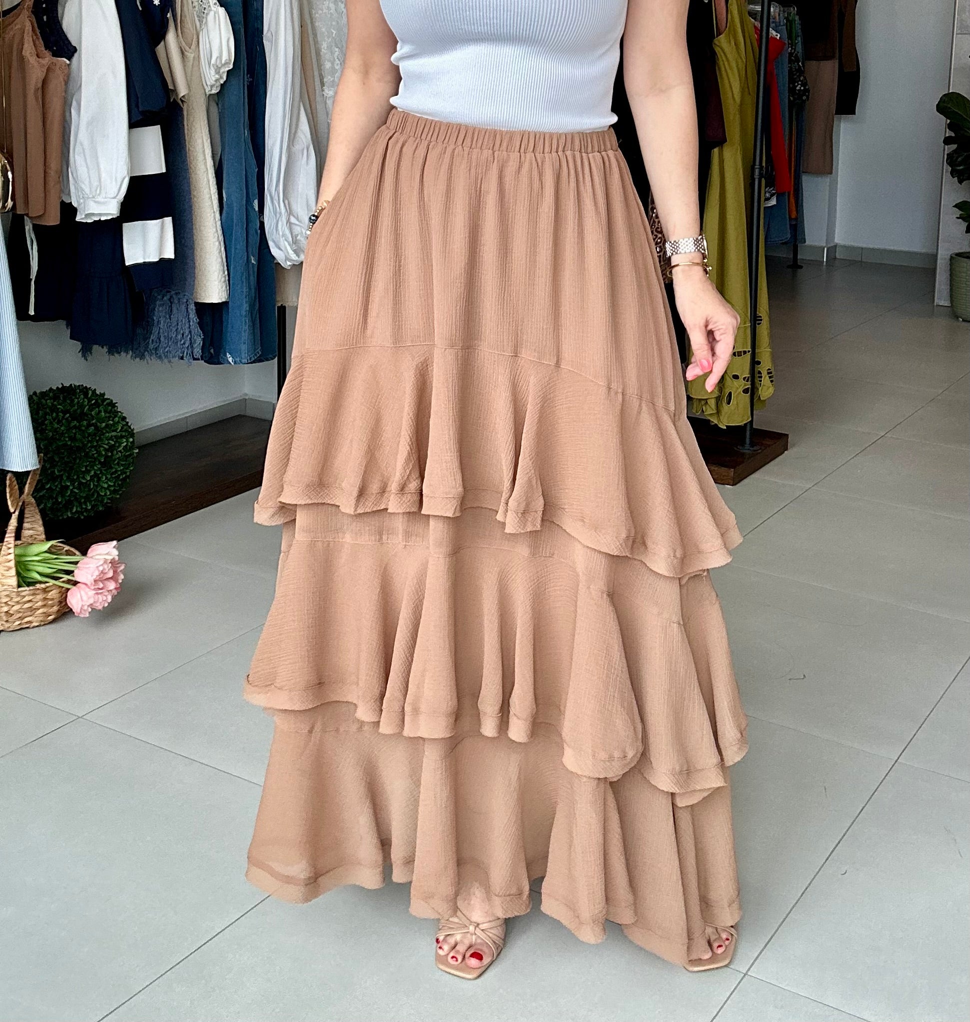 Dark Latte Ruffle Skirt