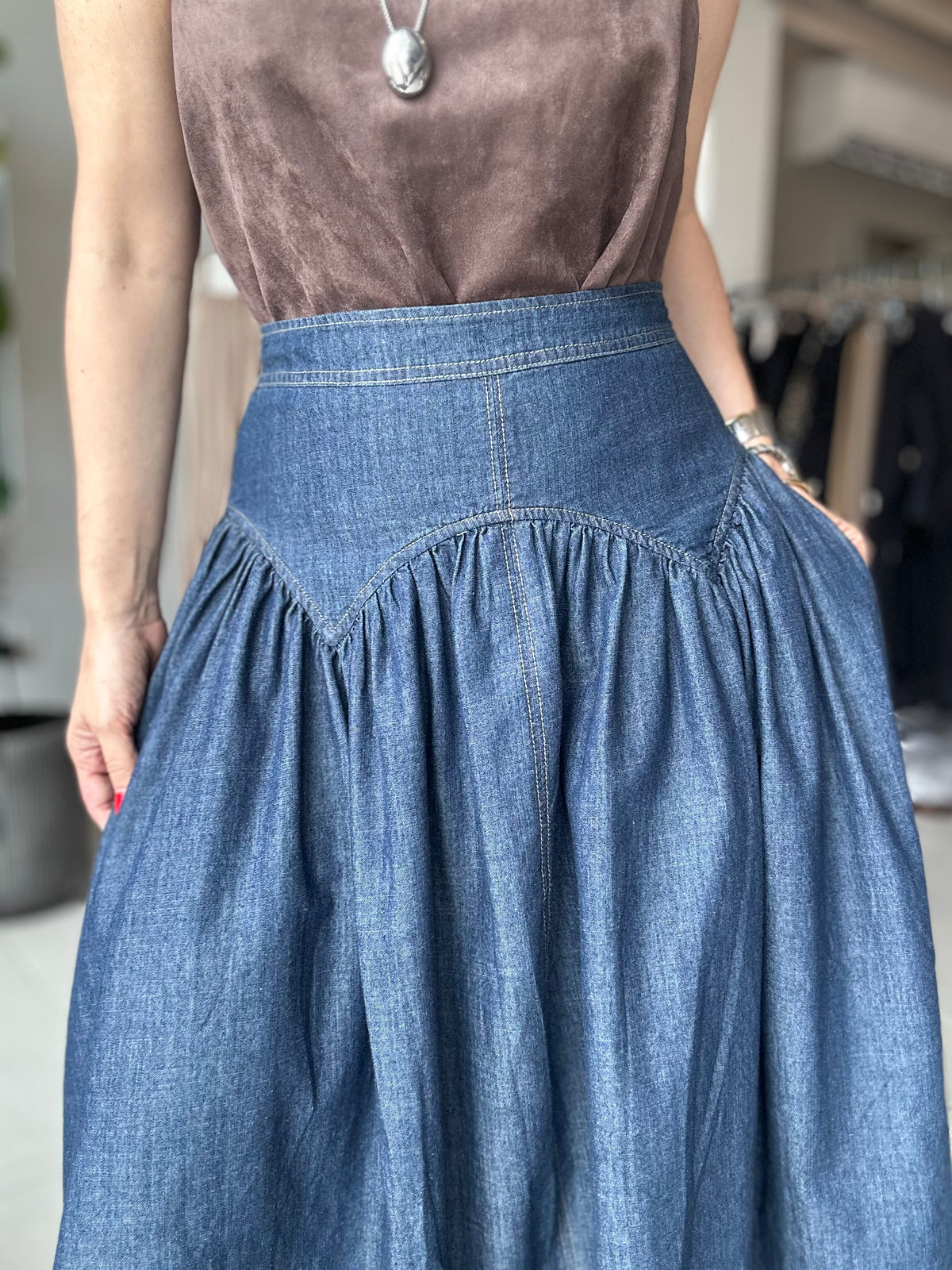 Midi Denim Skirt