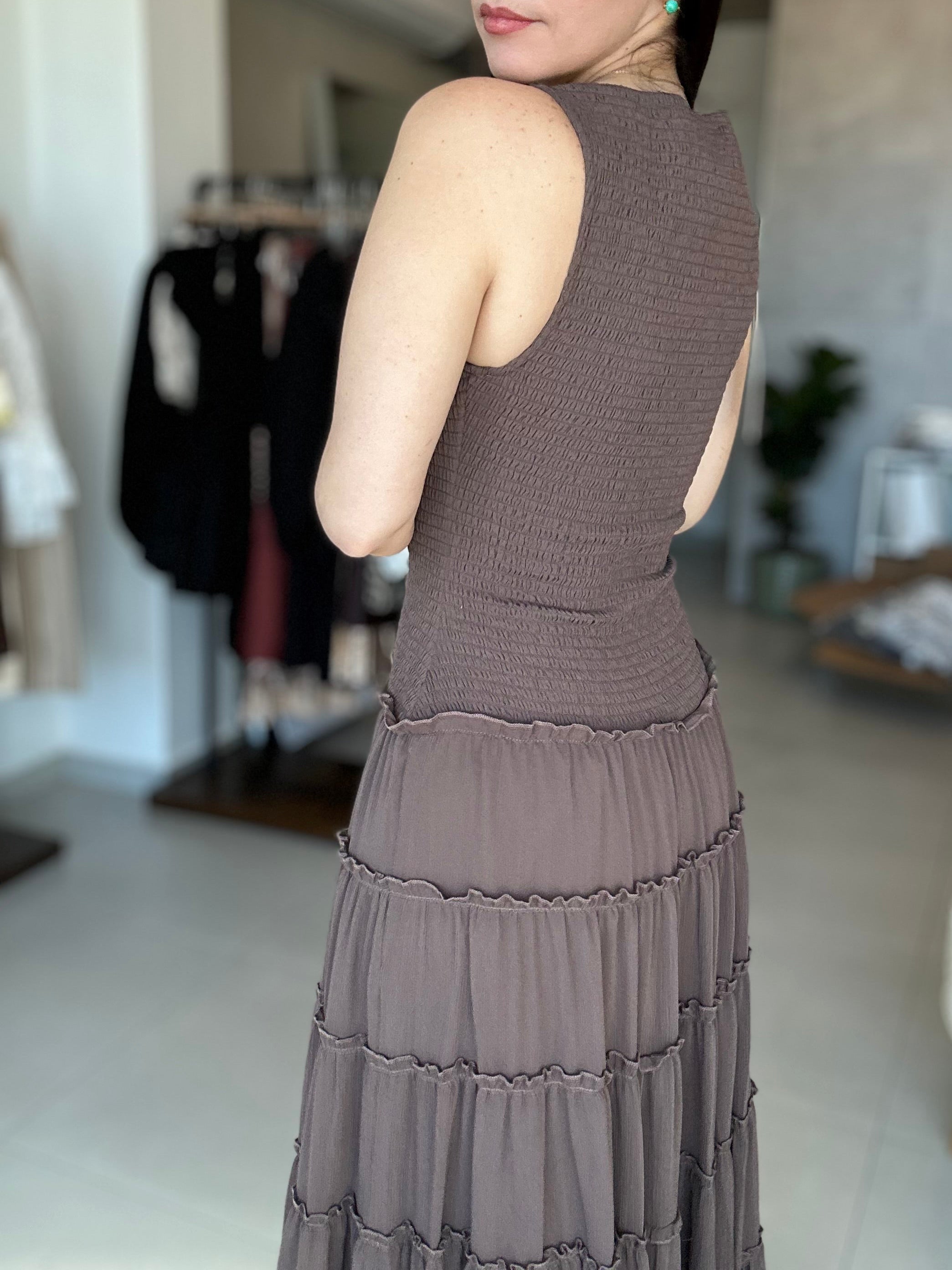 Smocked Chiffon Dress