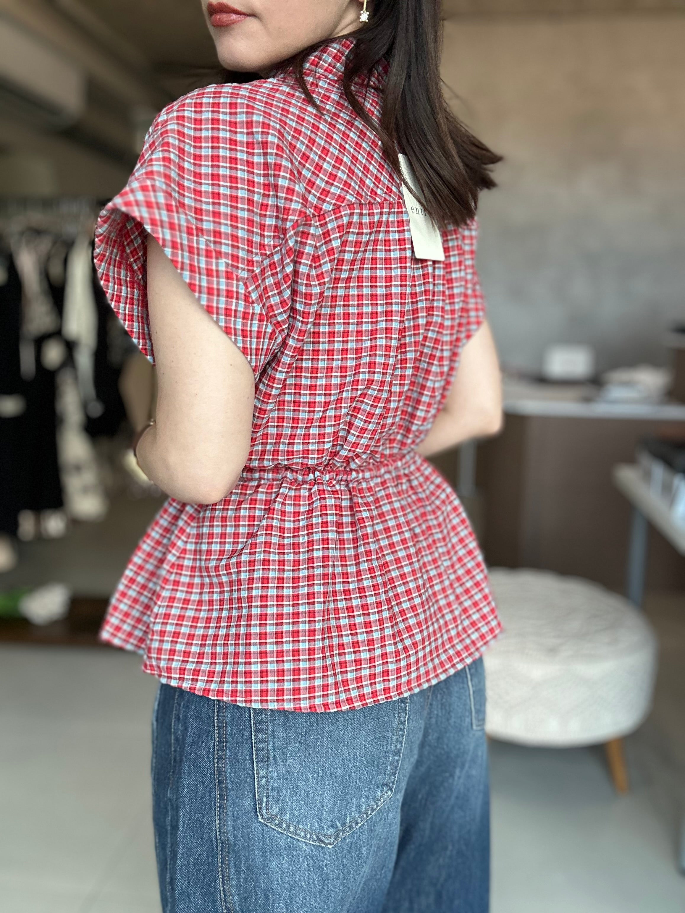 Waist Tie Short Sleeve Top