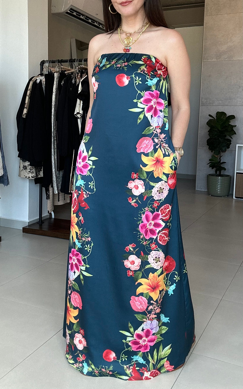 Botanical Strapless Maxi