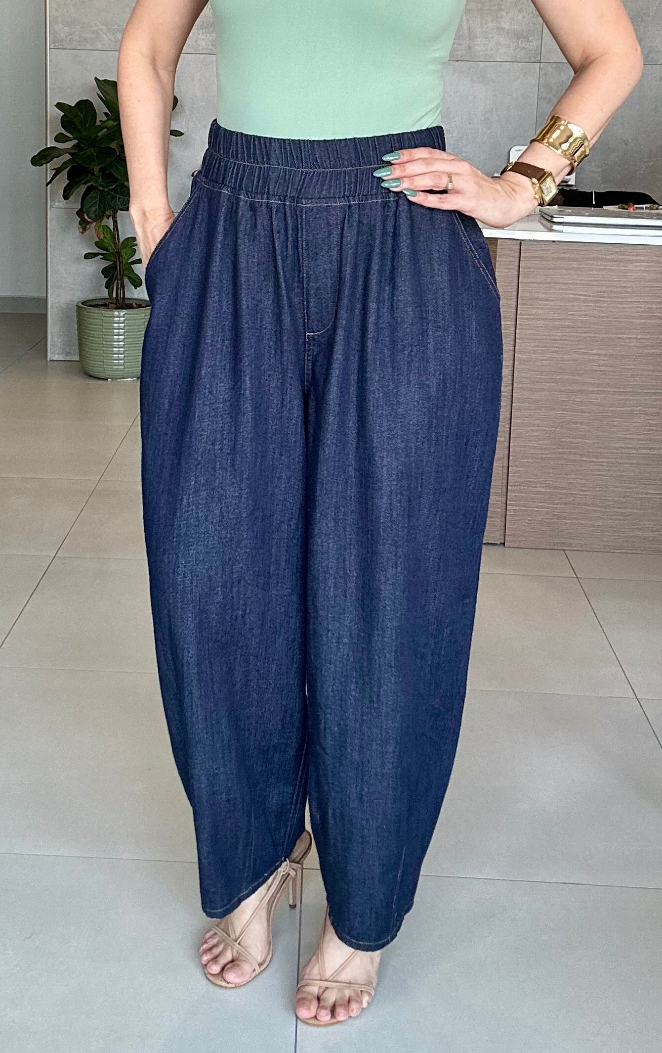 Navy Structured Pant