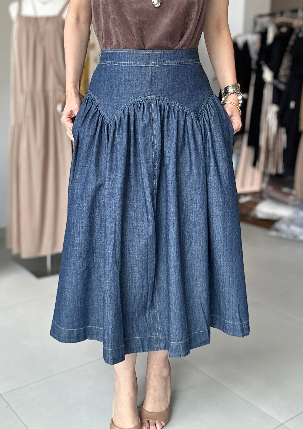 Midi Denim Skirt