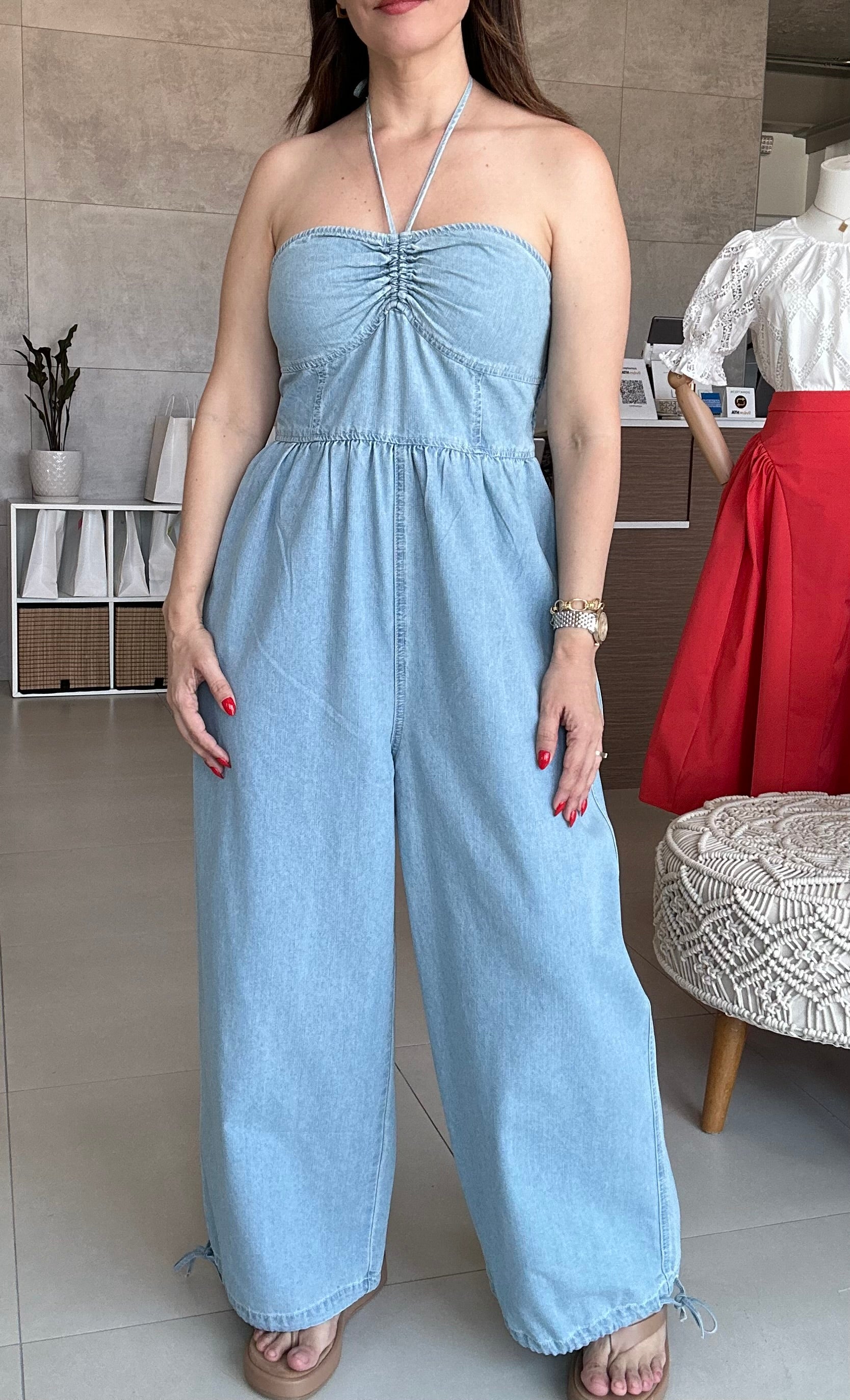 Halter denim Jumpsuit