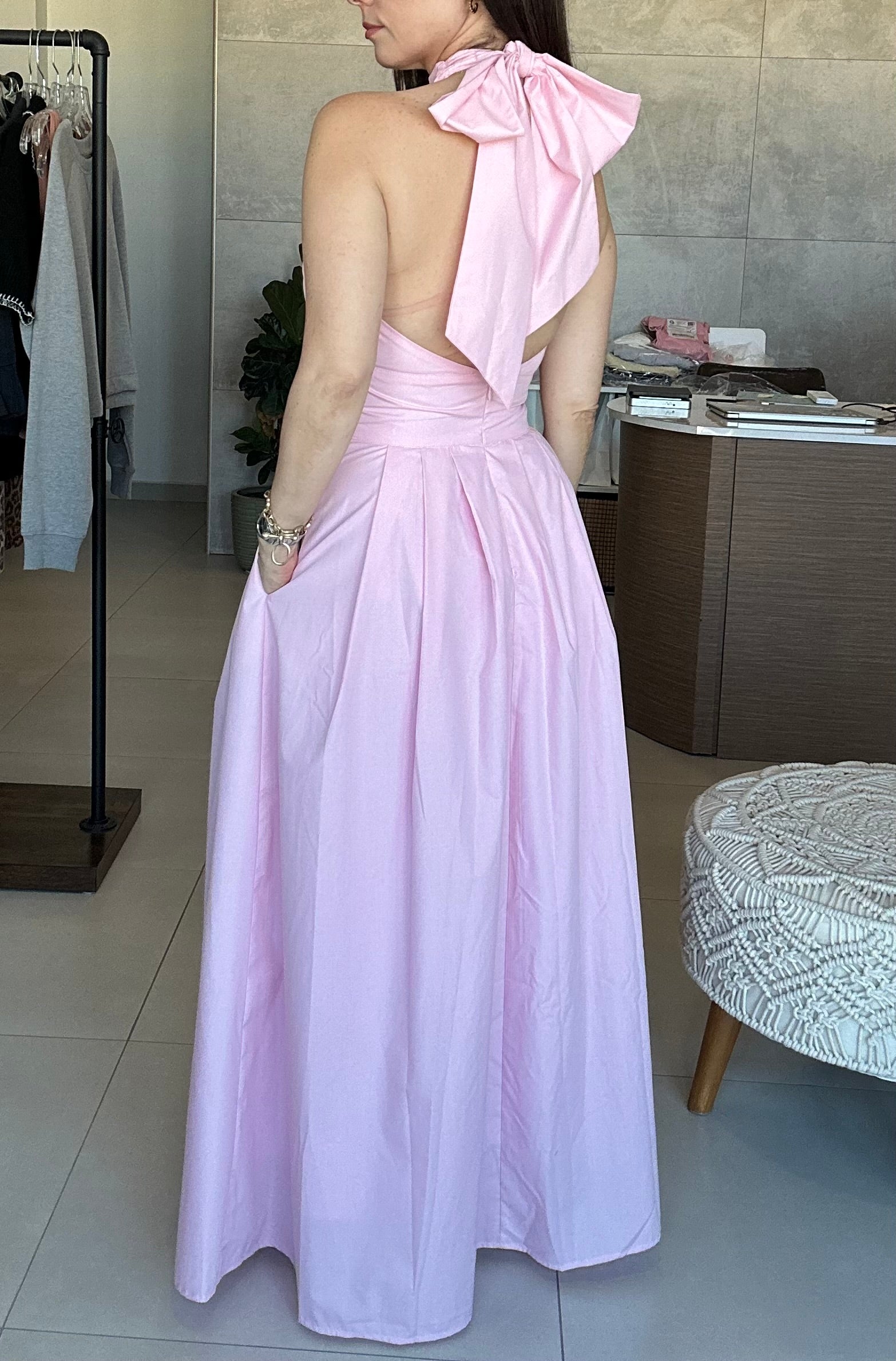 Crossed Halter Maxi Dress