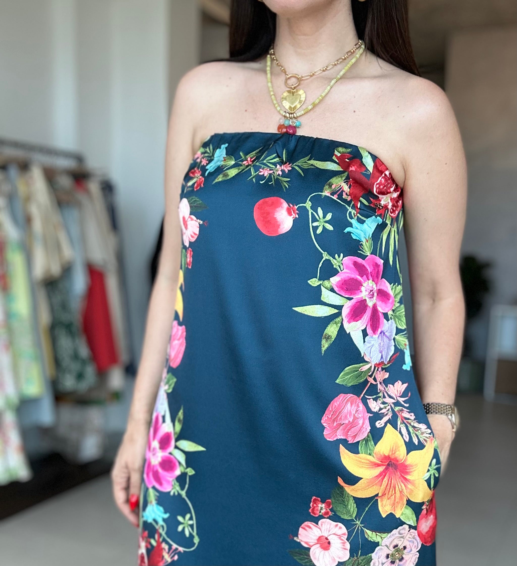Botanical Strapless Maxi