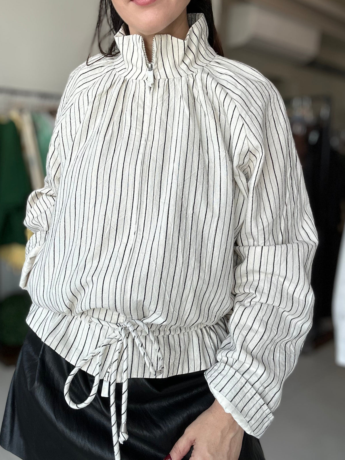 Striped Drawstring Jacket