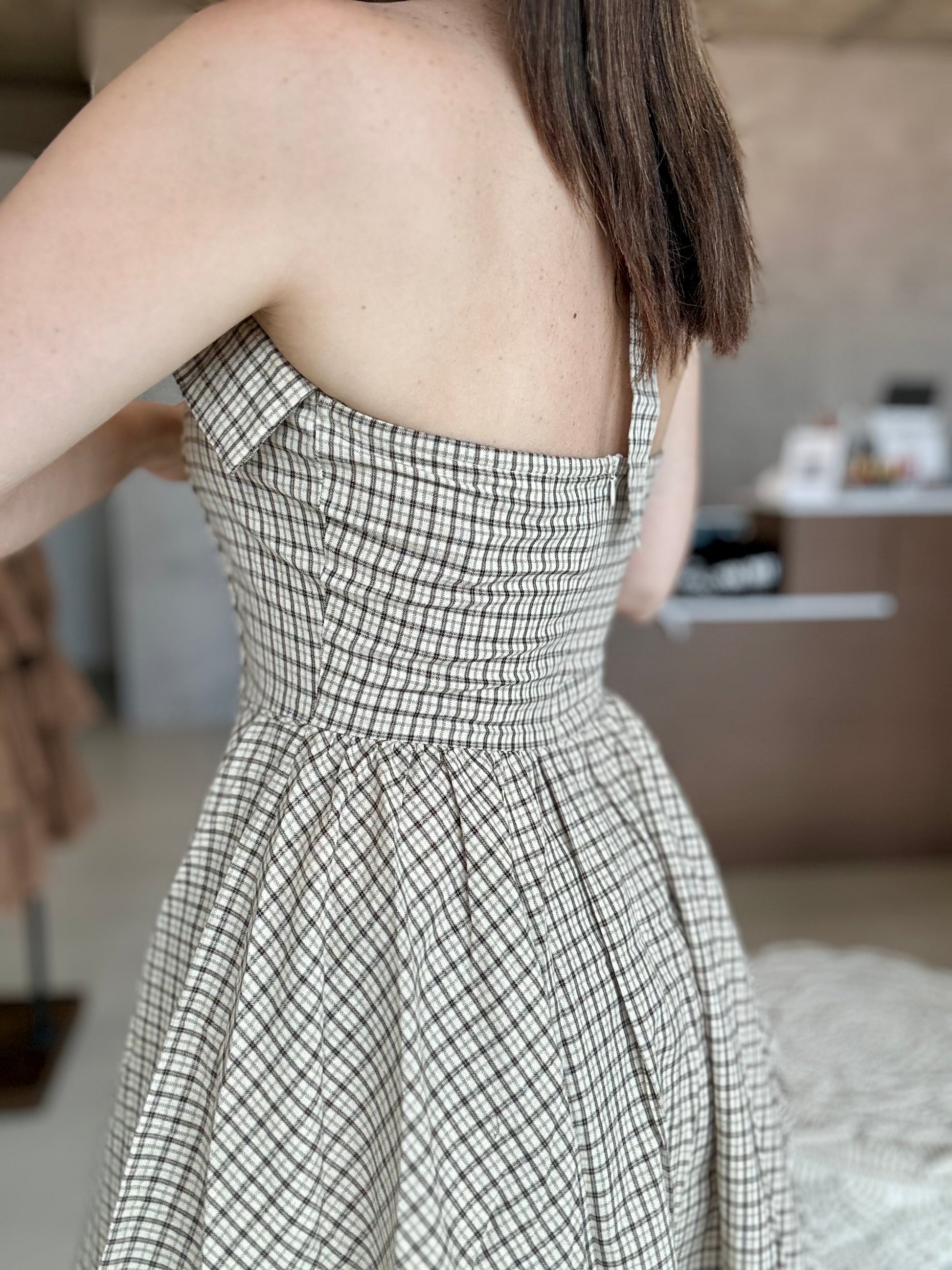 Plaid Halter Dress