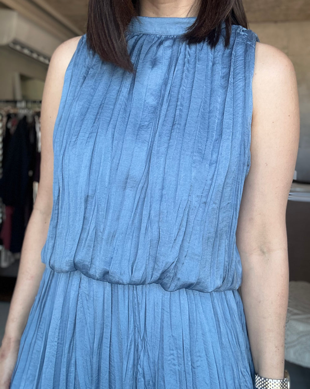 Slate Pleated Dress