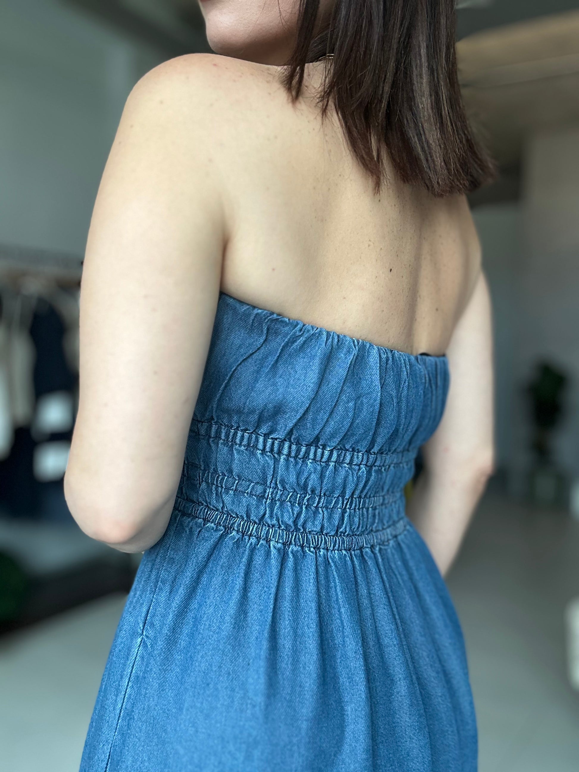 Pleated Strapless Maxi Dress