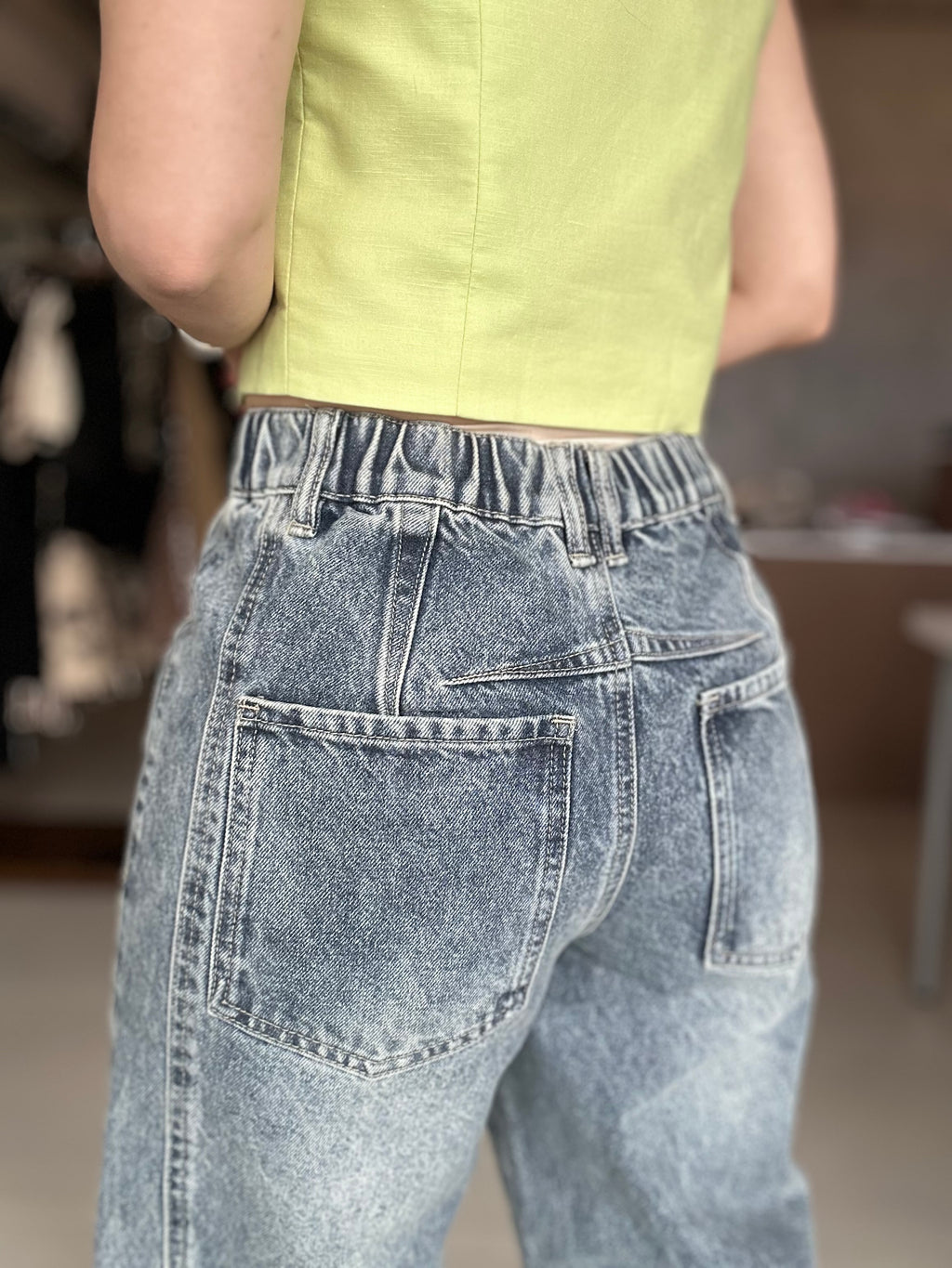 Embroidered Barrel Pant (Denim)