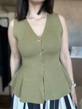 Peplum Sweater Top Olive