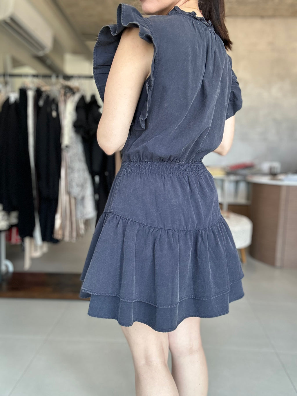 Smocking Waist Short Dress