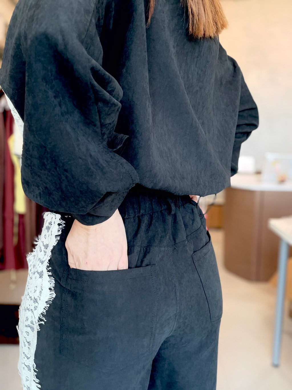Lace Trim BlacK Set
