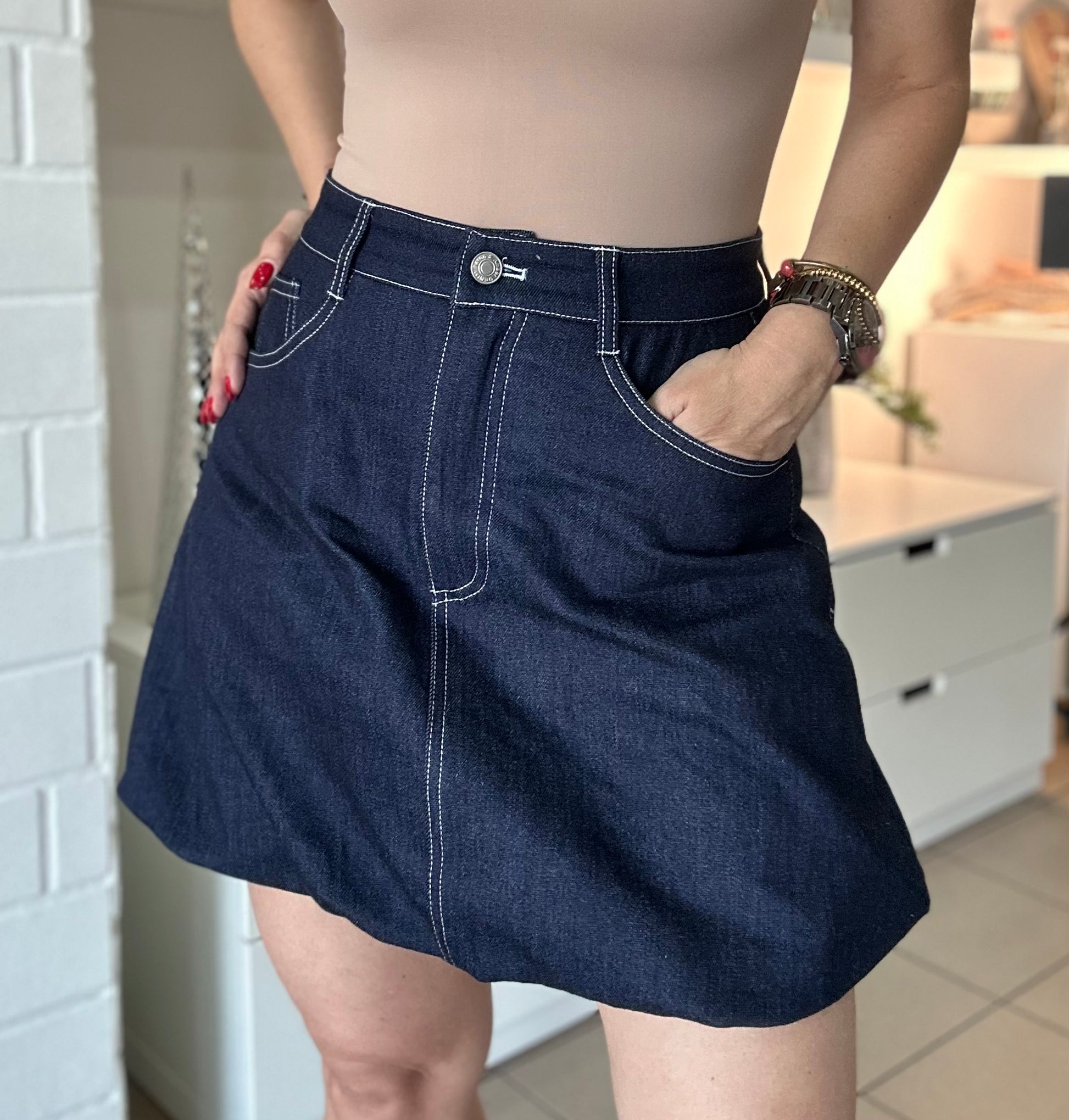 Bubble Dark Denim Skirt
