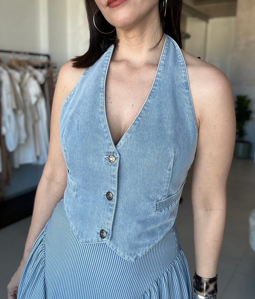 Halter Denim Vest