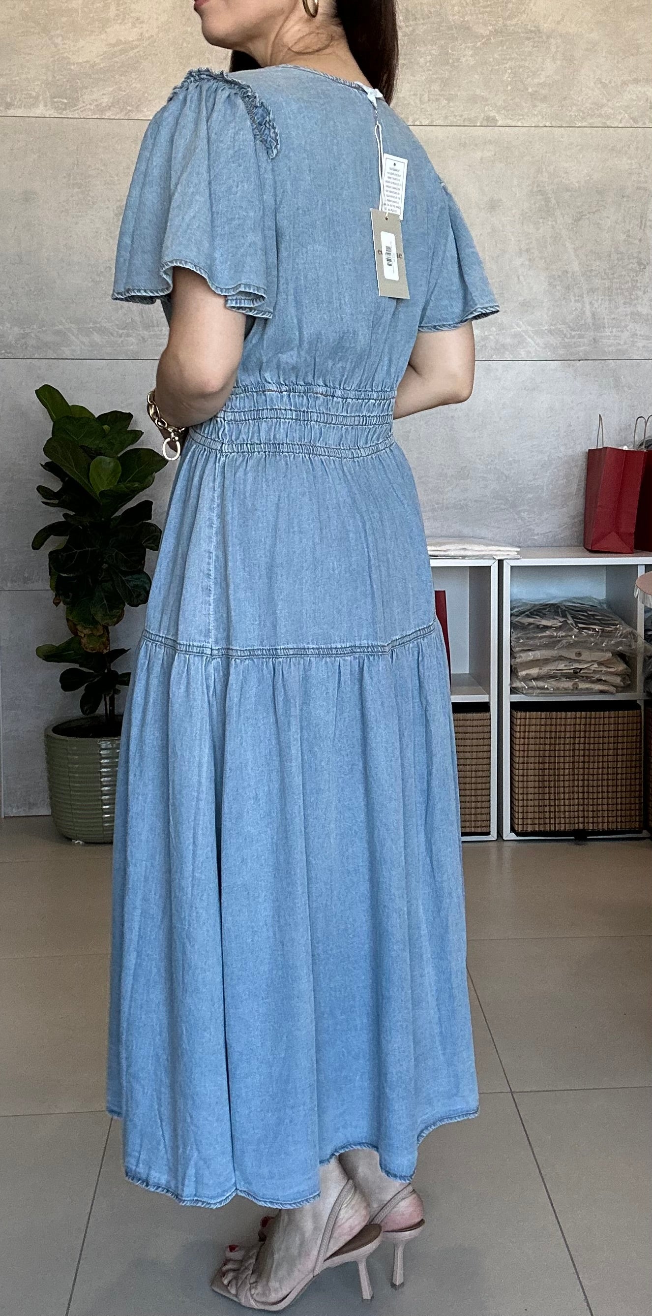 Smocked Denim Dress
