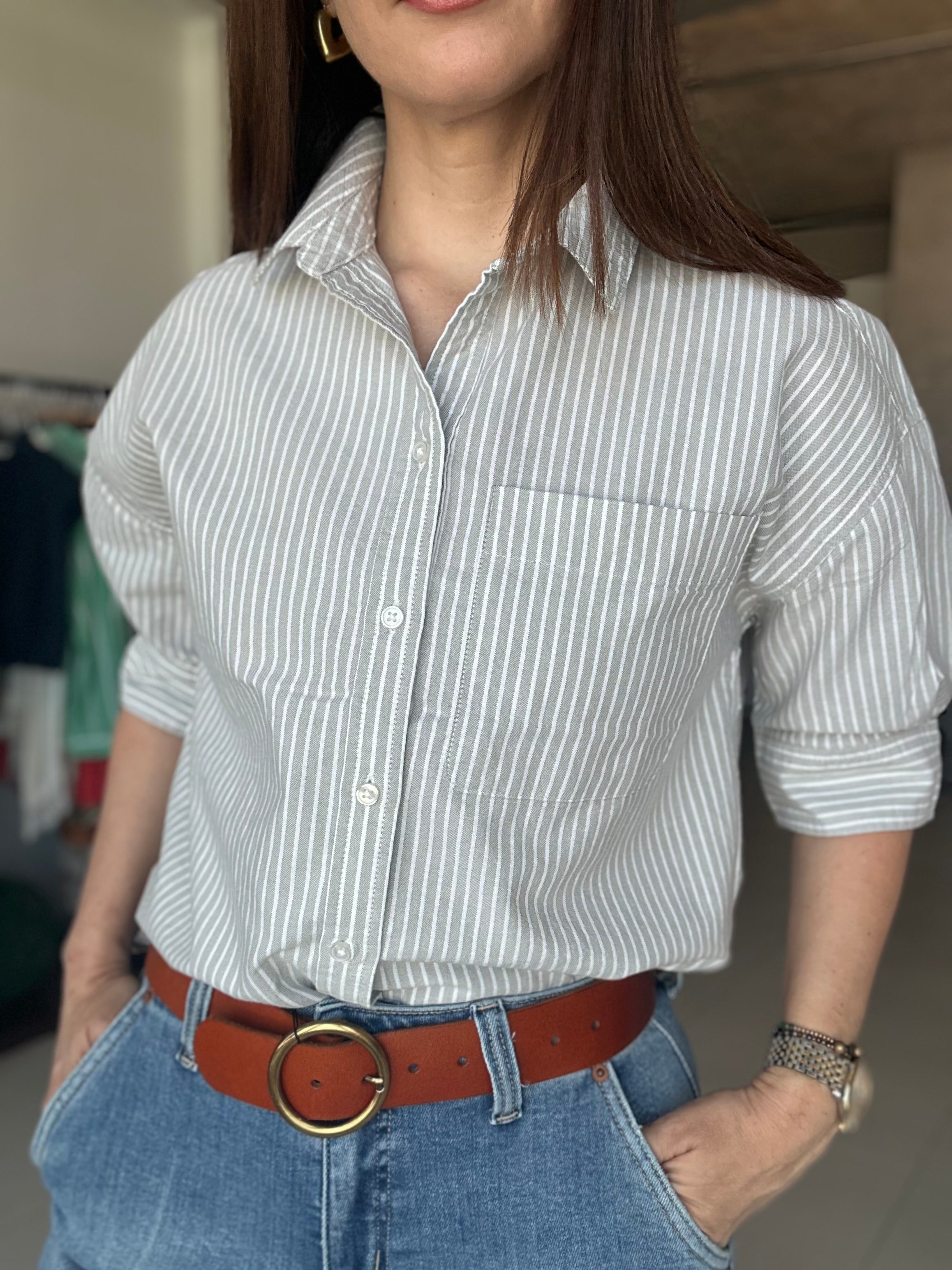 Sage Stripe Blouse