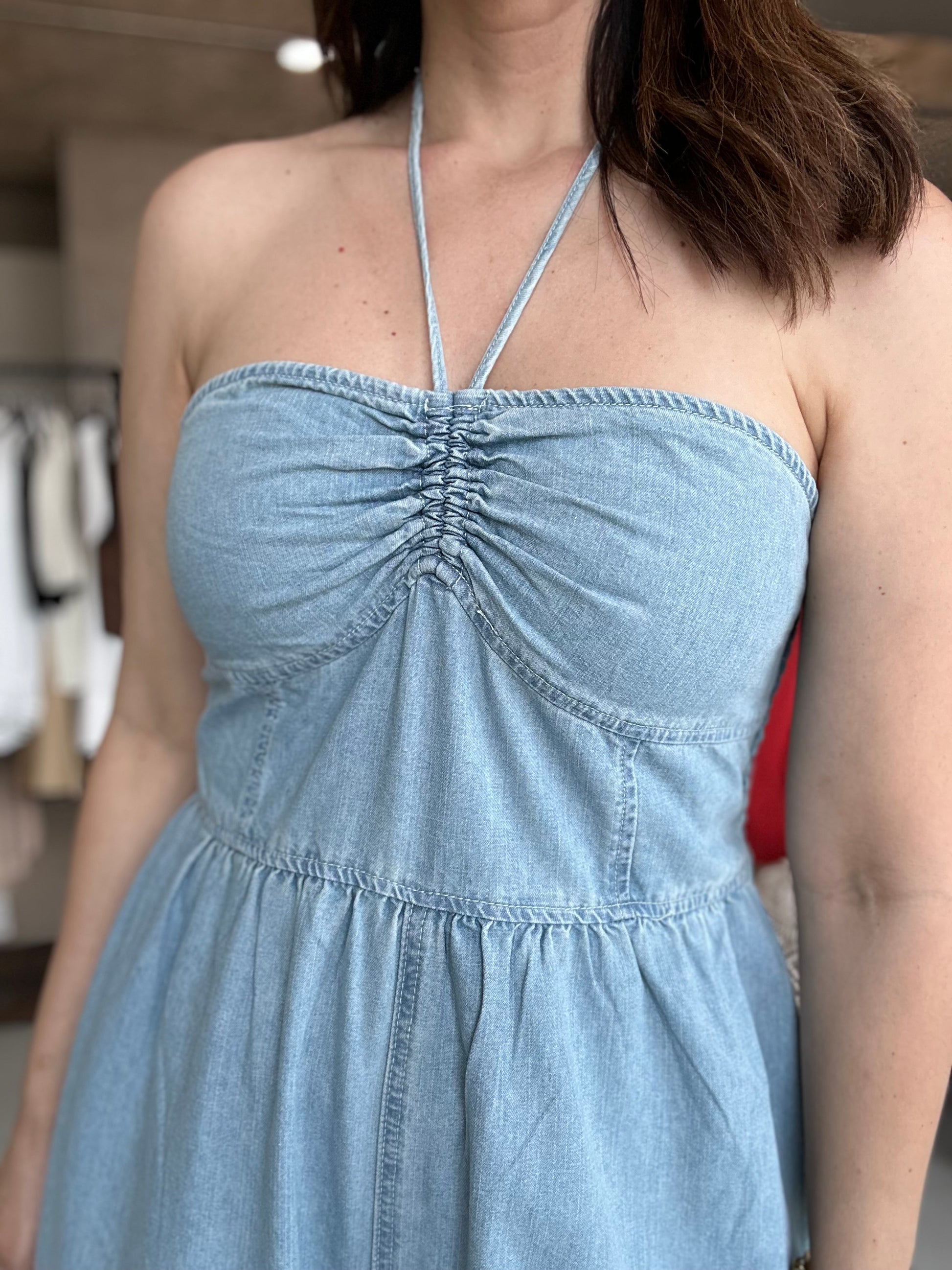 Halter denim Jumpsuit