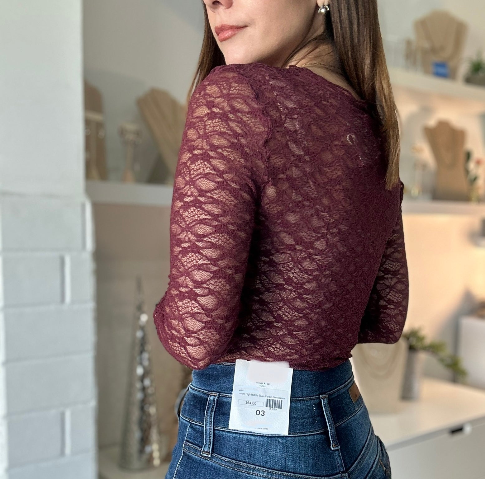 Wine Lace Top