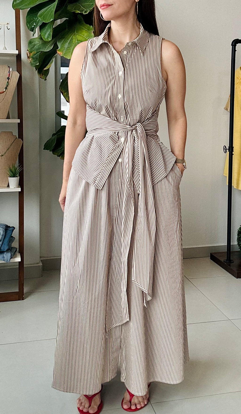 Tie Waist Shirt Midi