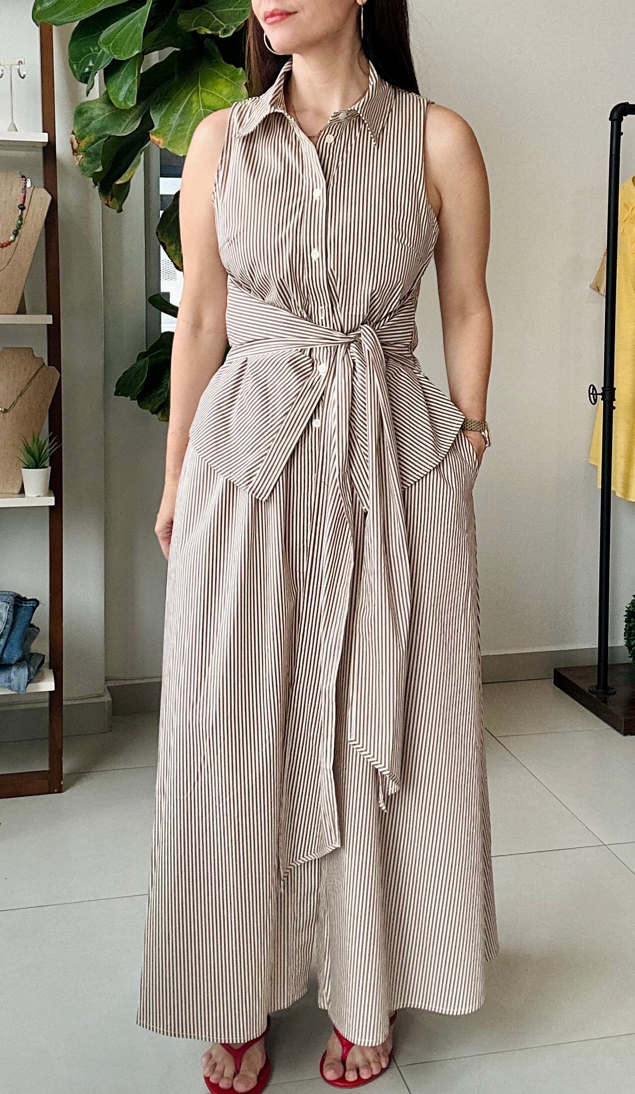Tie Waist Shirt Midi