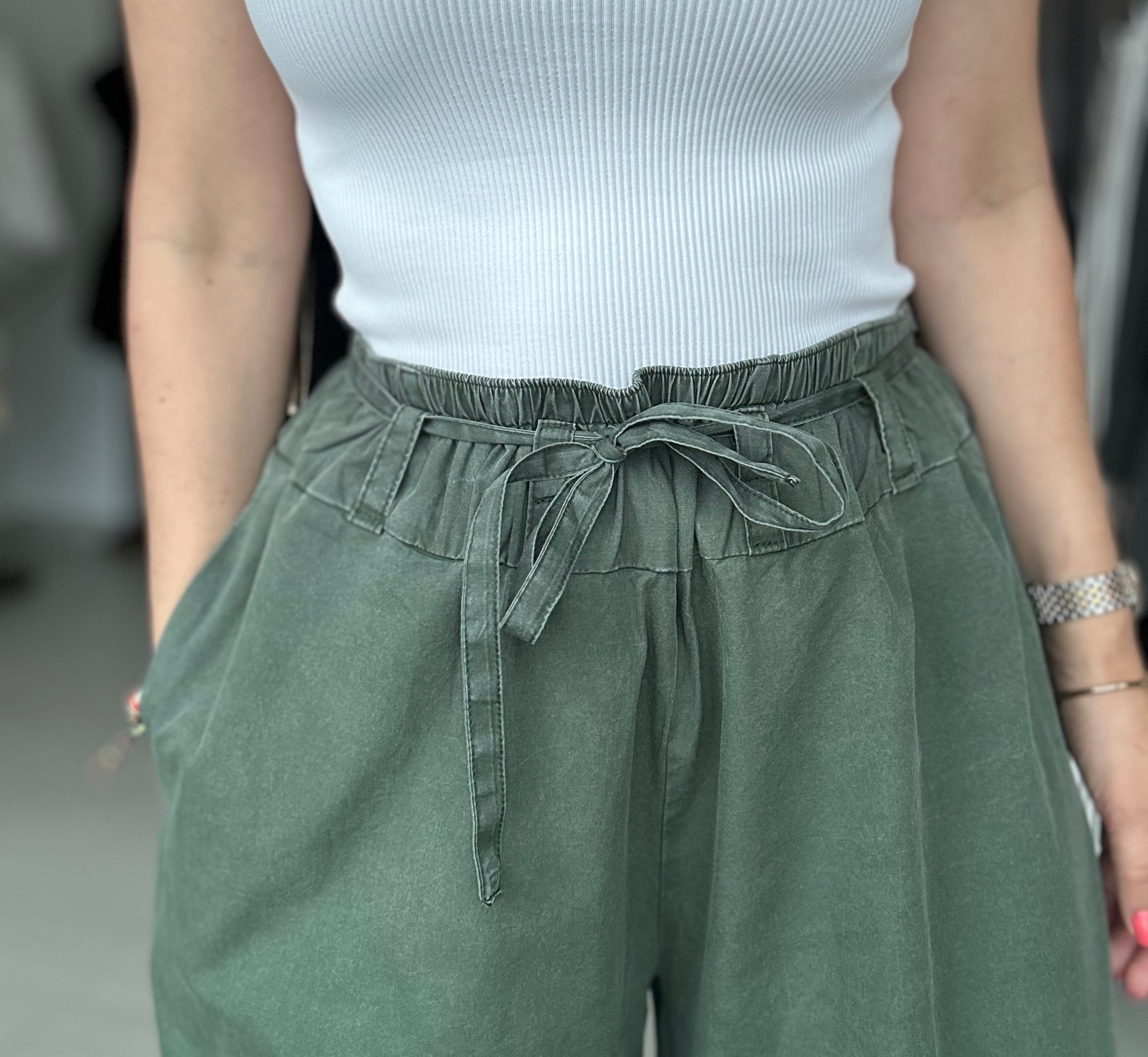 Tied Cuff Hem Pants