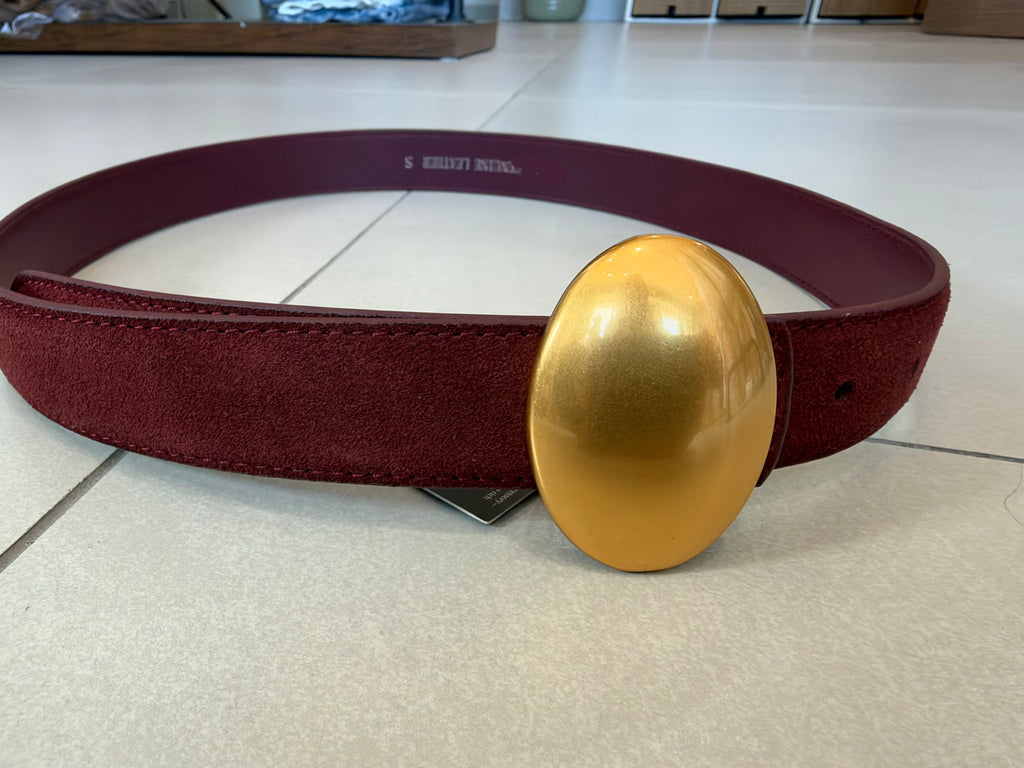 Suede Belt -Plum (Genuine Leather)