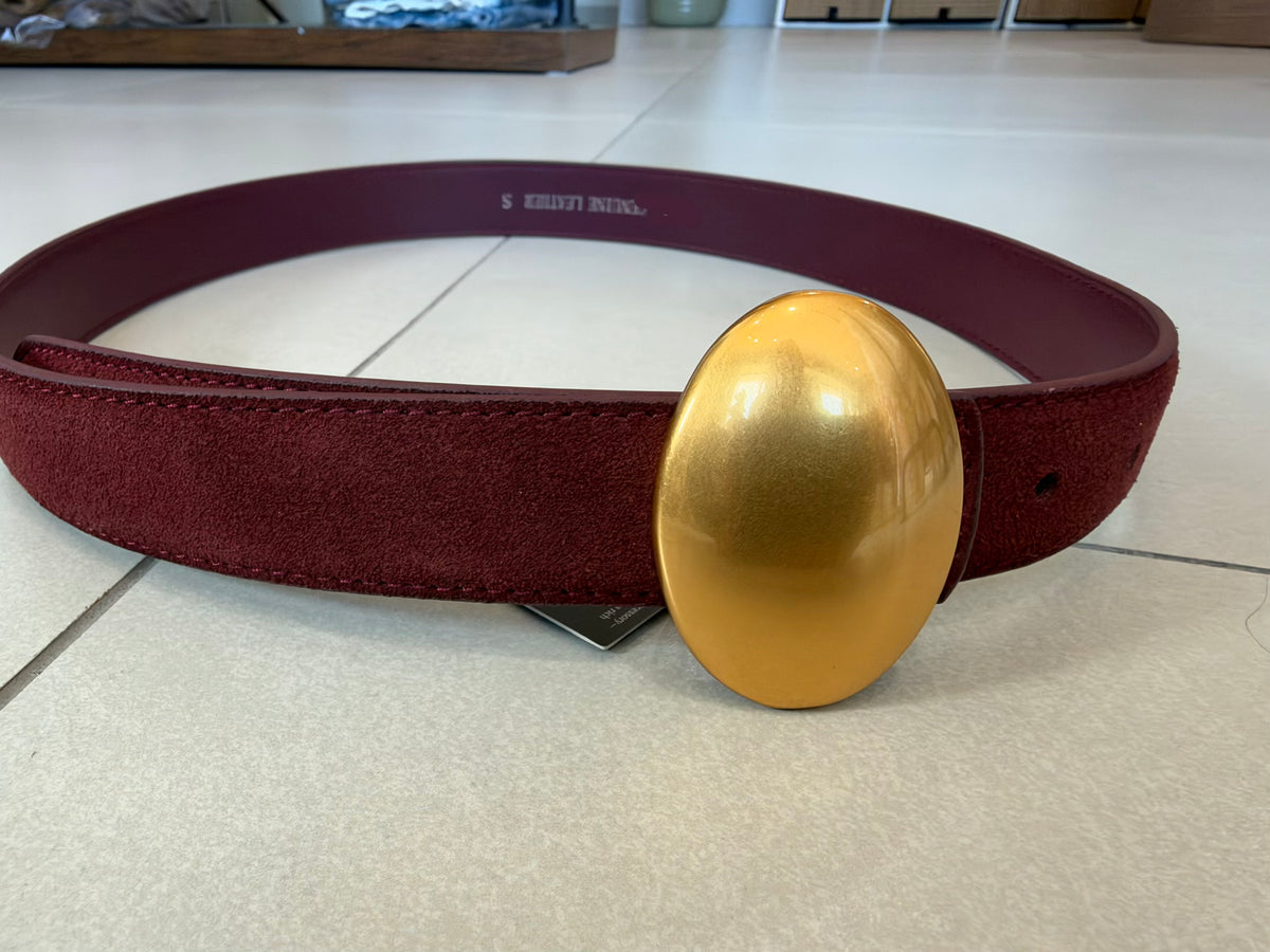 Suede Belt -Plum (Genuine Leather)