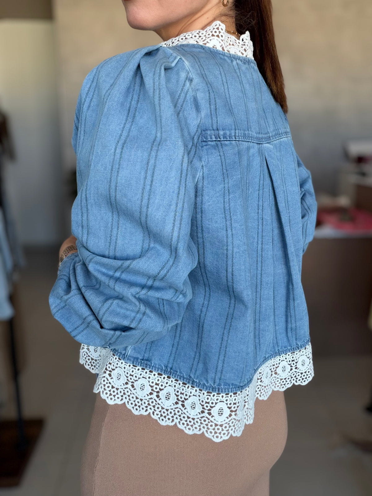 Lace Denim Blouse