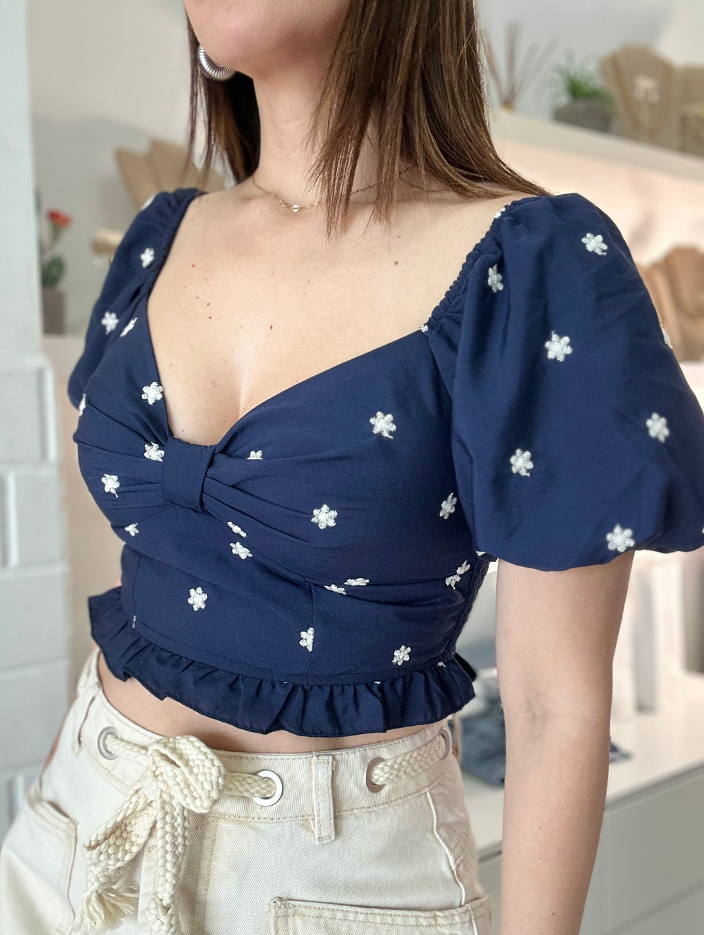 Navy Cropped Top