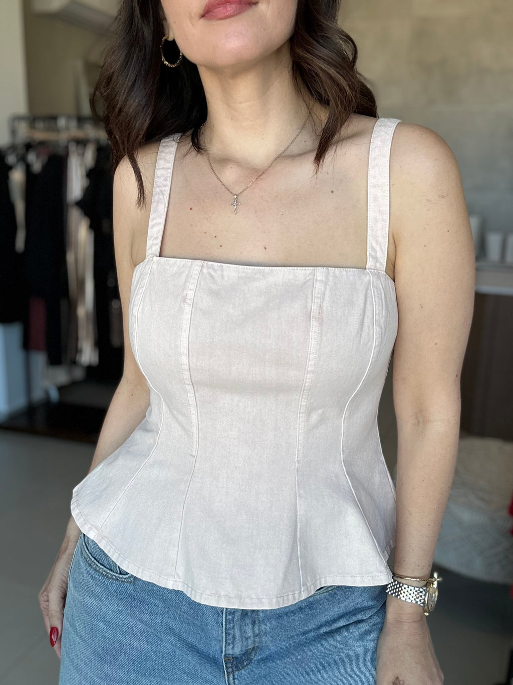 Rose Denim Top