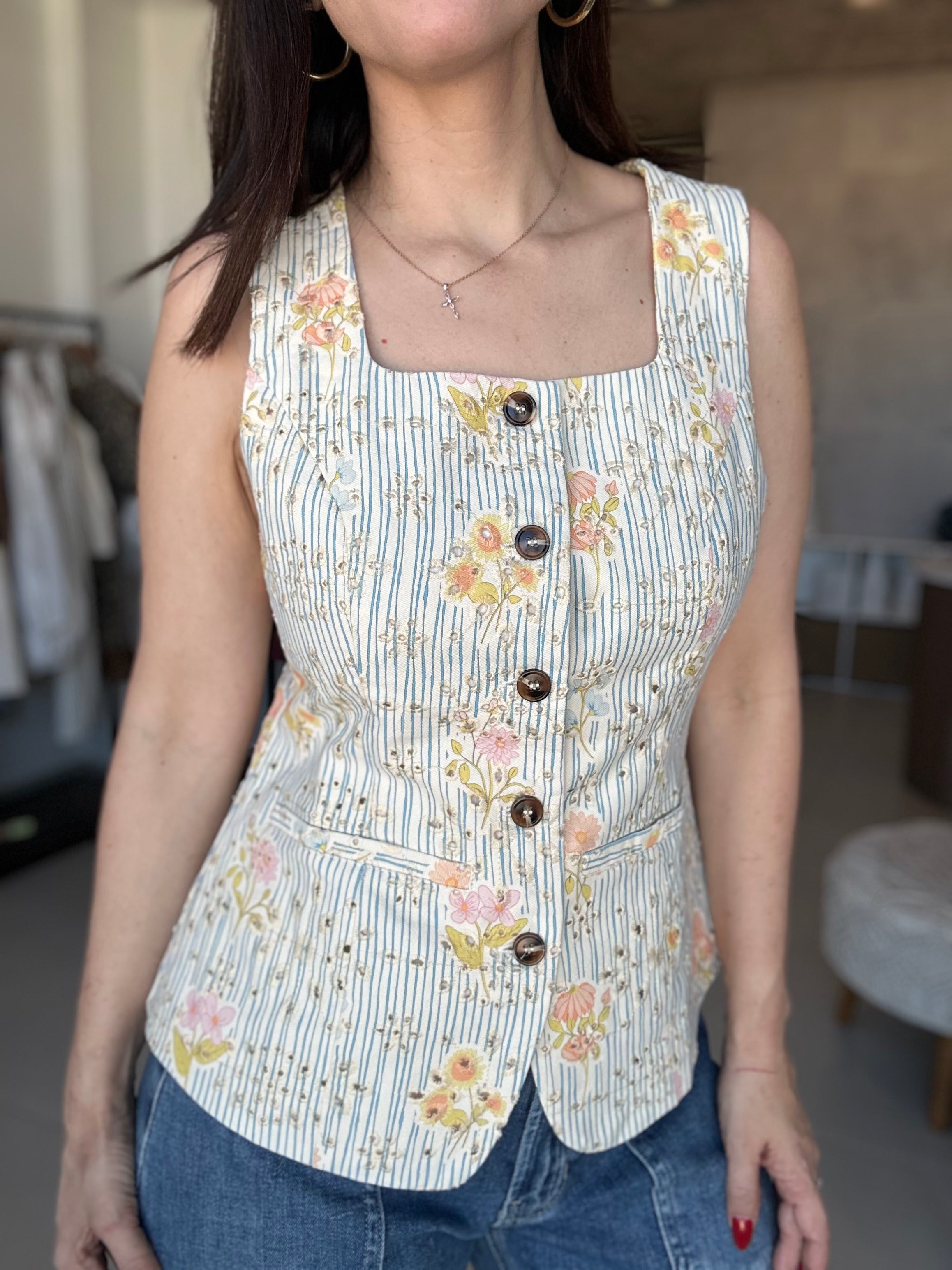 Stripes and Flowers Top