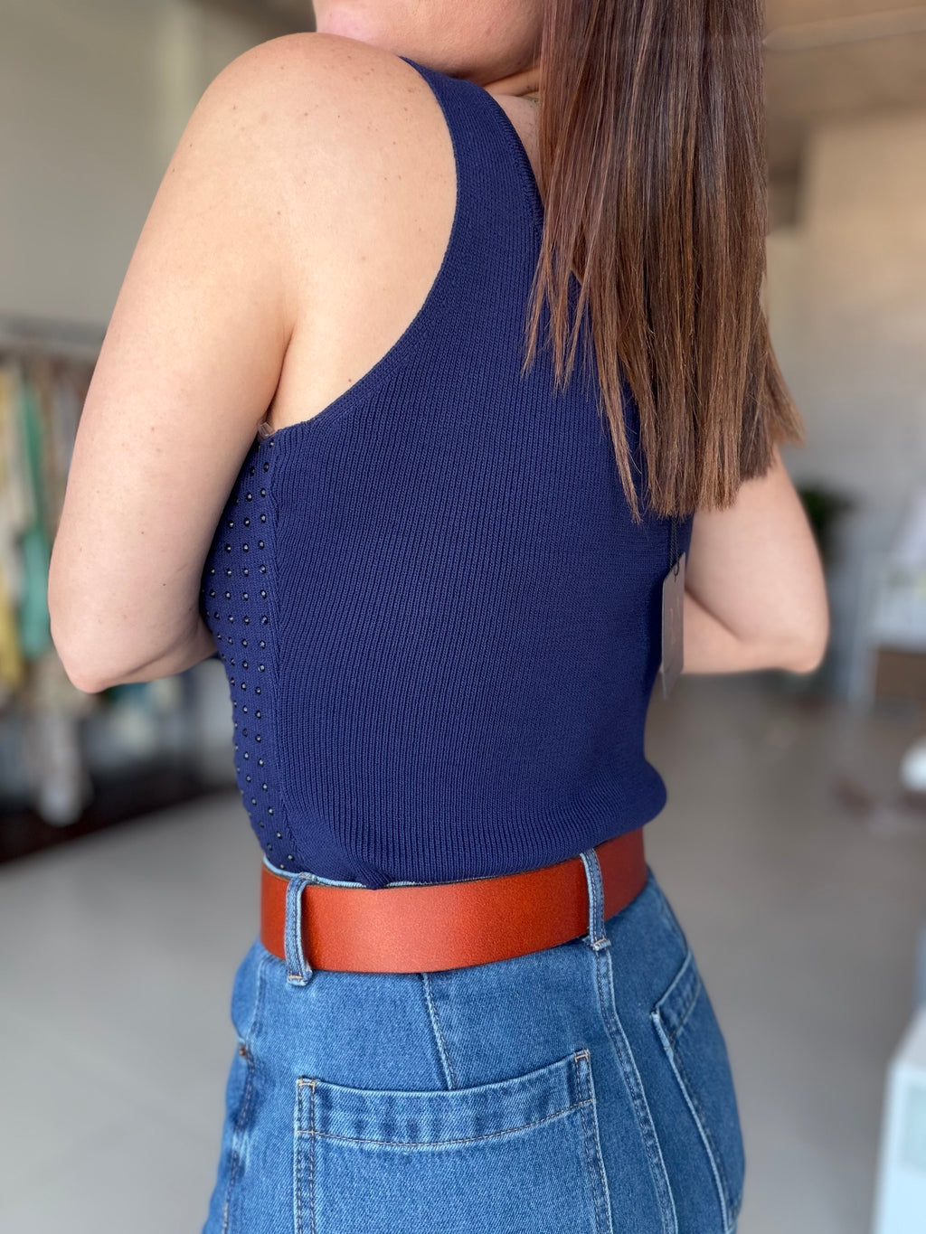 Rhinestone Tank Top (Blue)