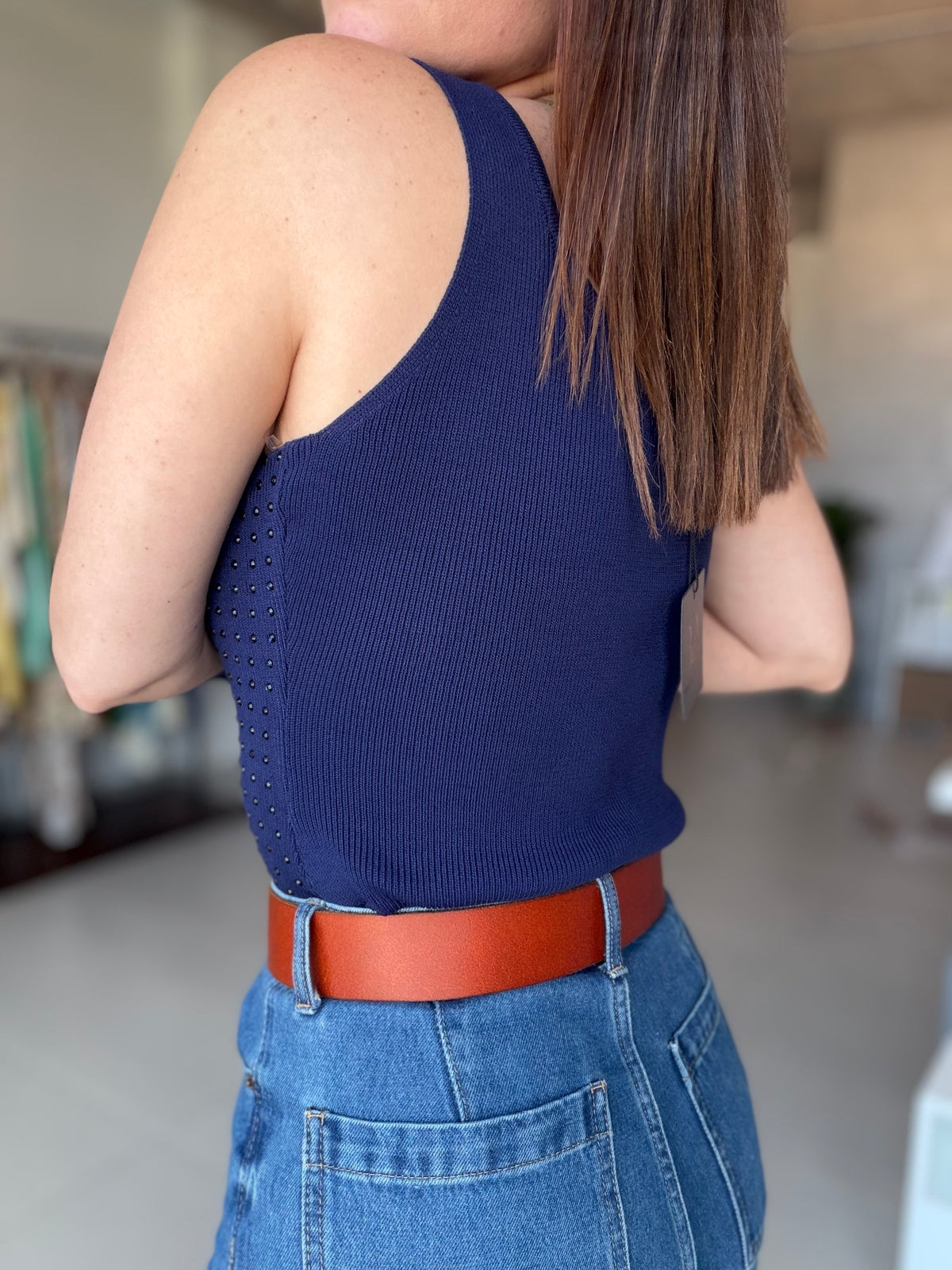Rhinestone Tank Top (Blue)