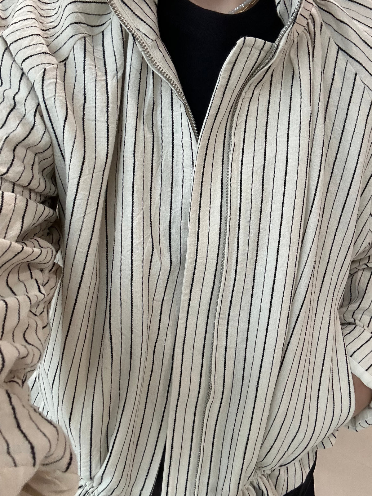 Striped Drawstring Jacket