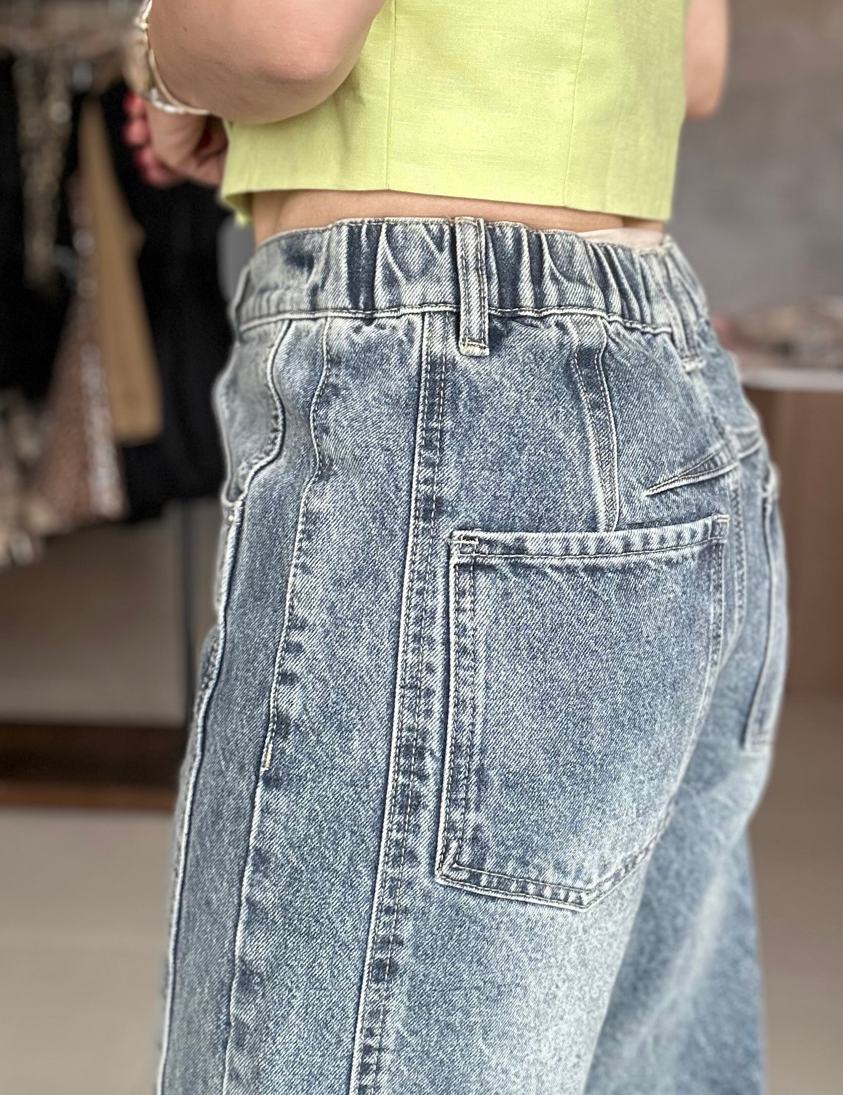 Embroidered Barrel Pant (Denim)