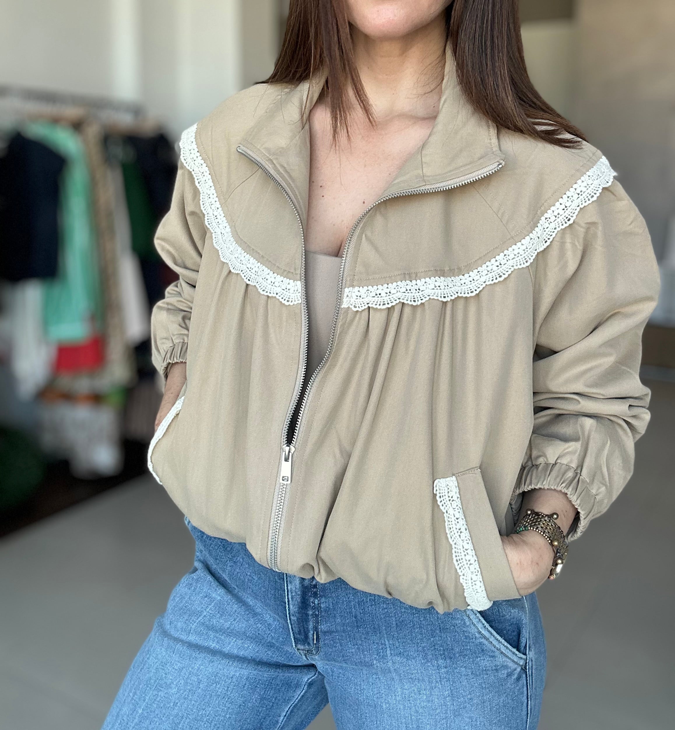 Lace Bomber Jacket