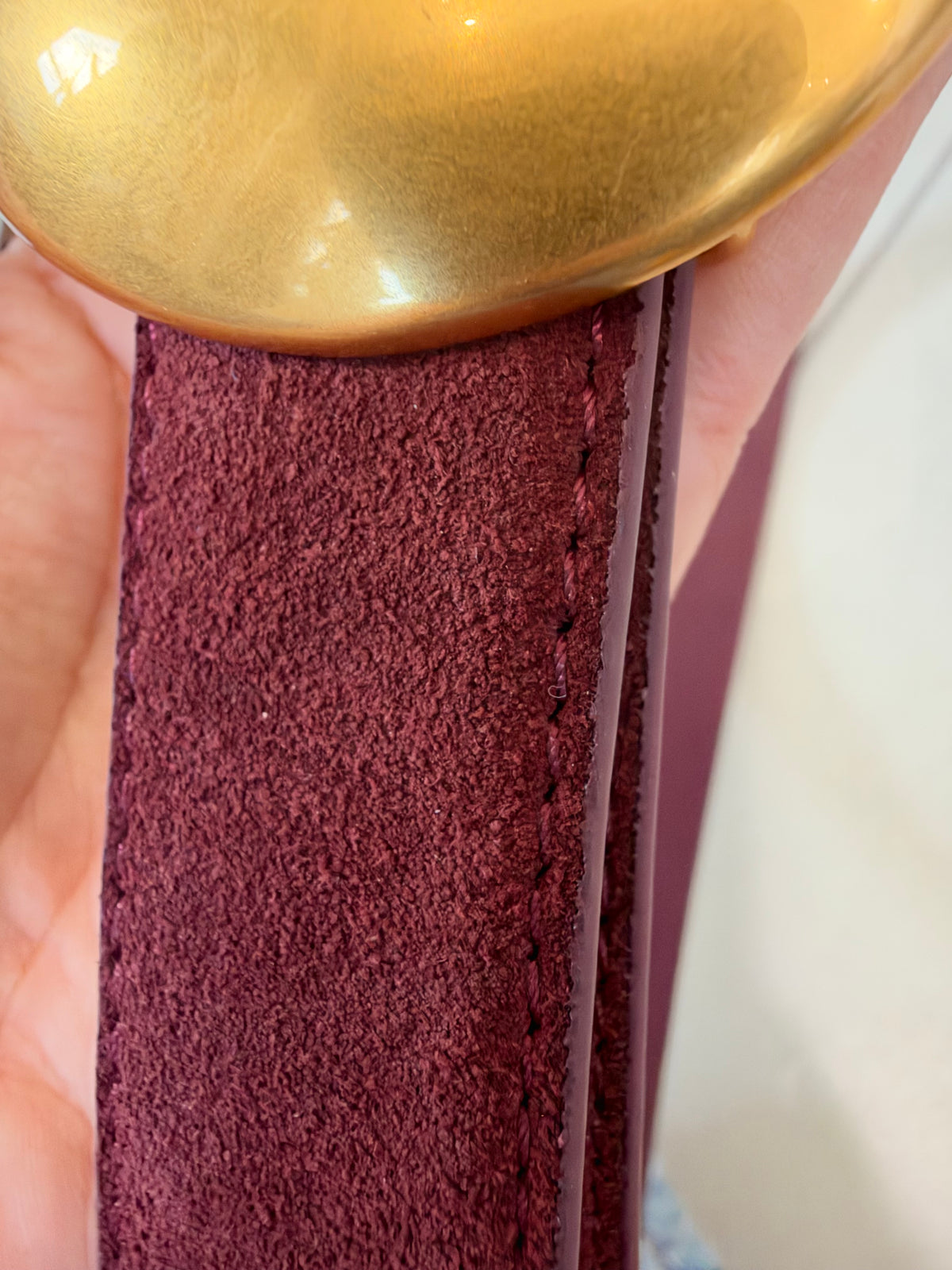 Suede Belt -Plum (Genuine Leather)