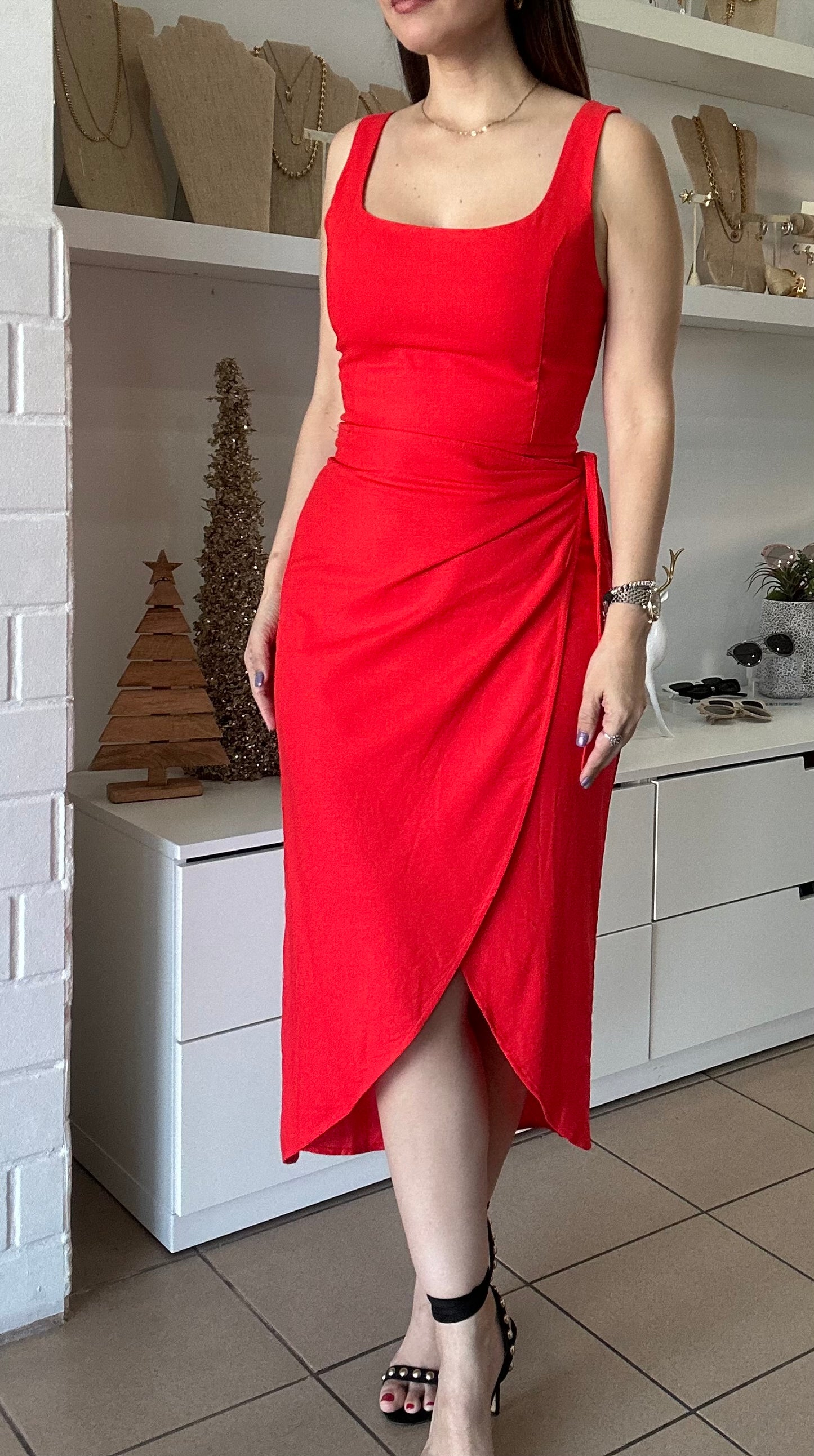 Linen Red Dress