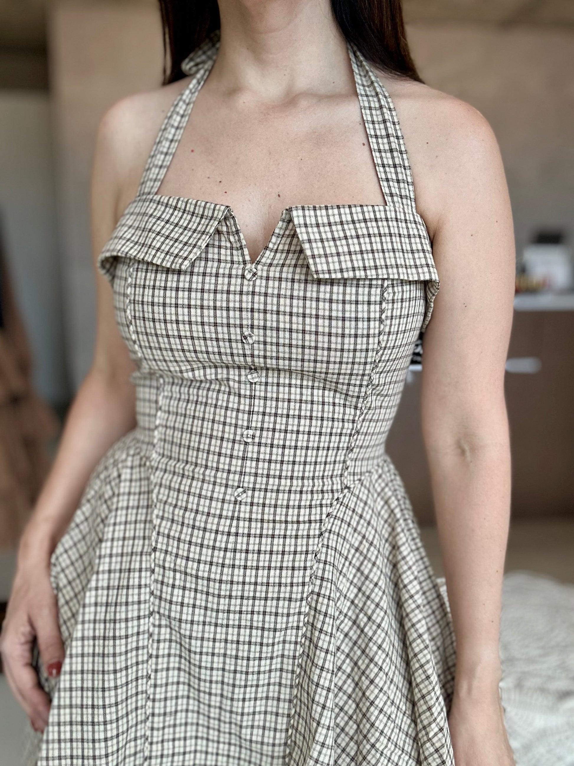 Plaid Halter Dress