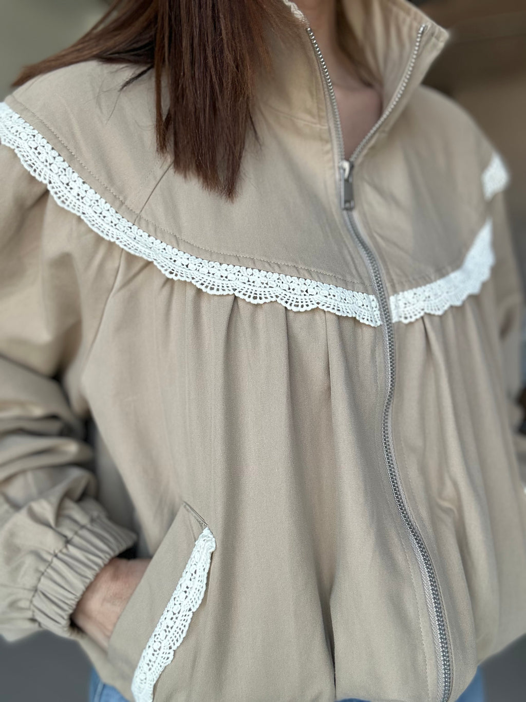 Lace Bomber Jacket