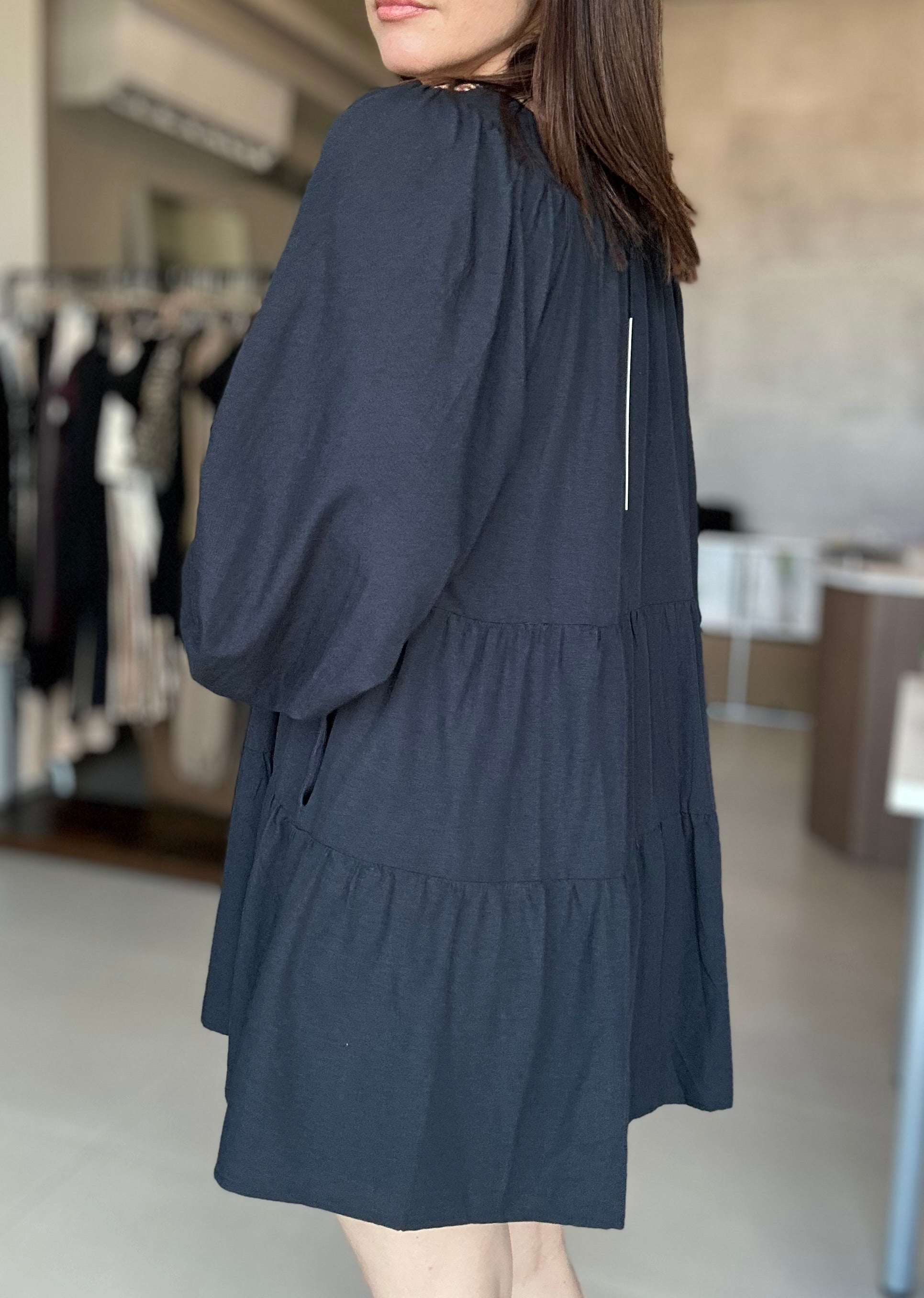 Navy Embroidered Dress