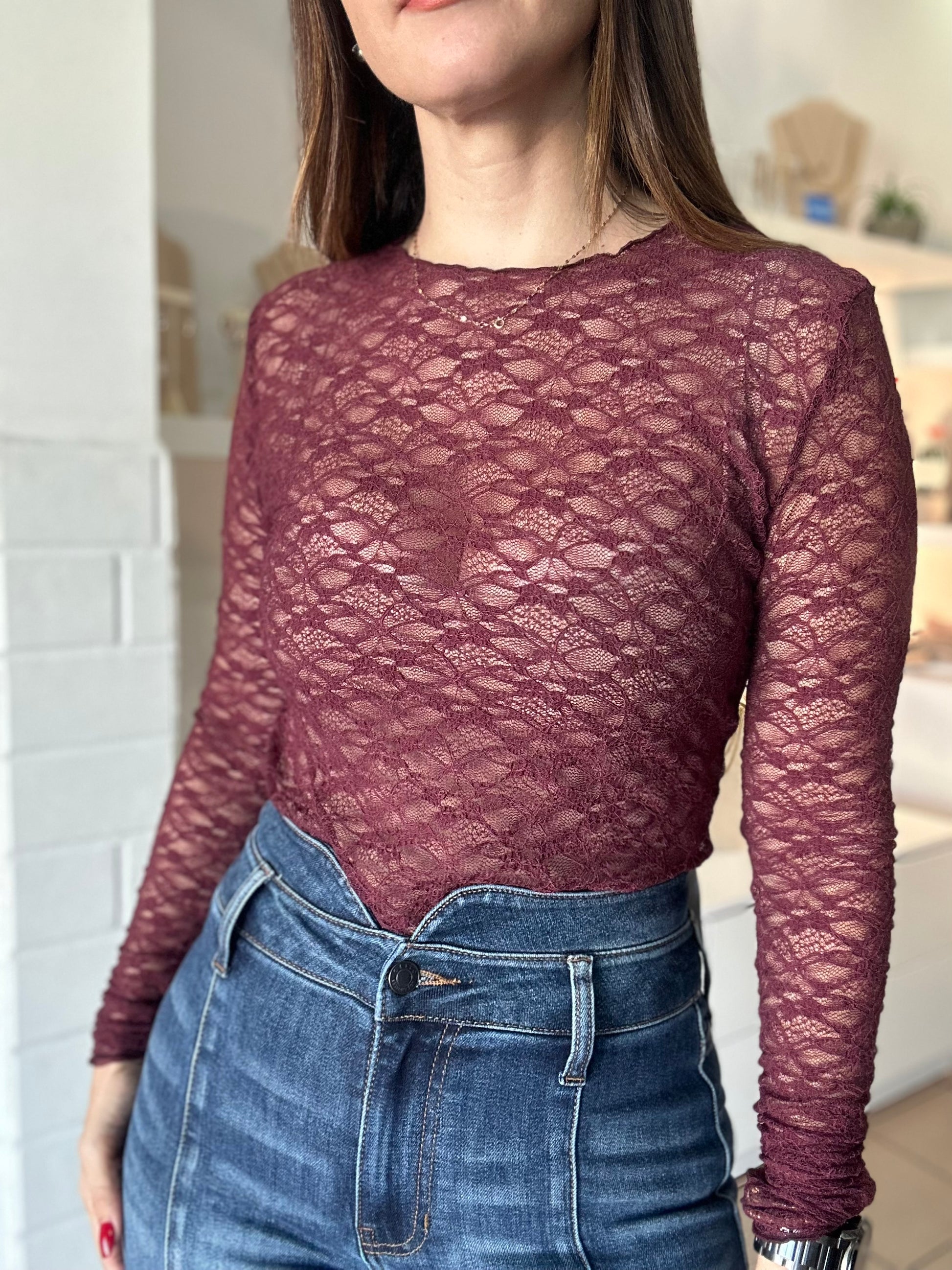 Wine Lace Top