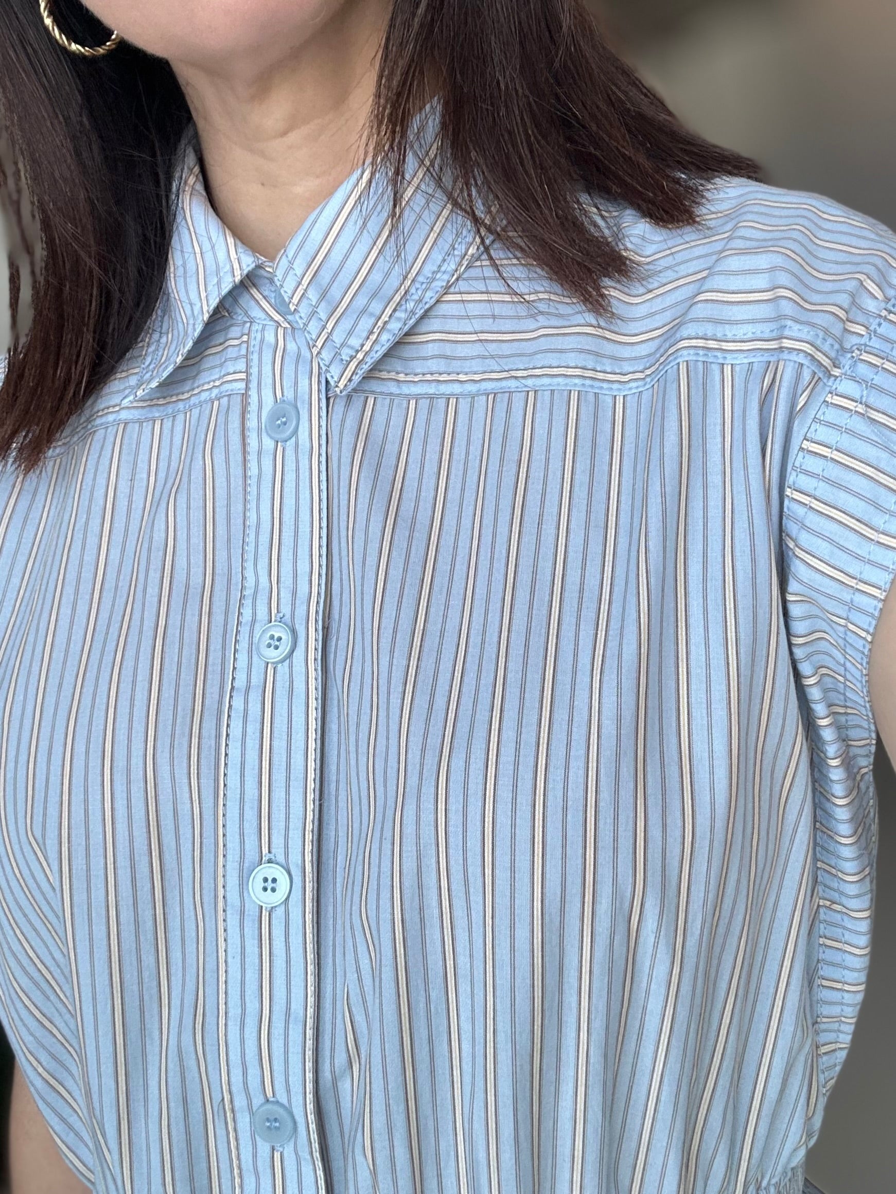 Striped Button Down Jumpsuit