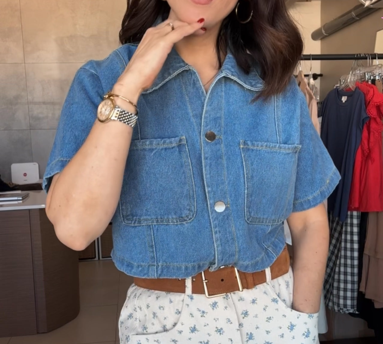 Denim Collared Blouse